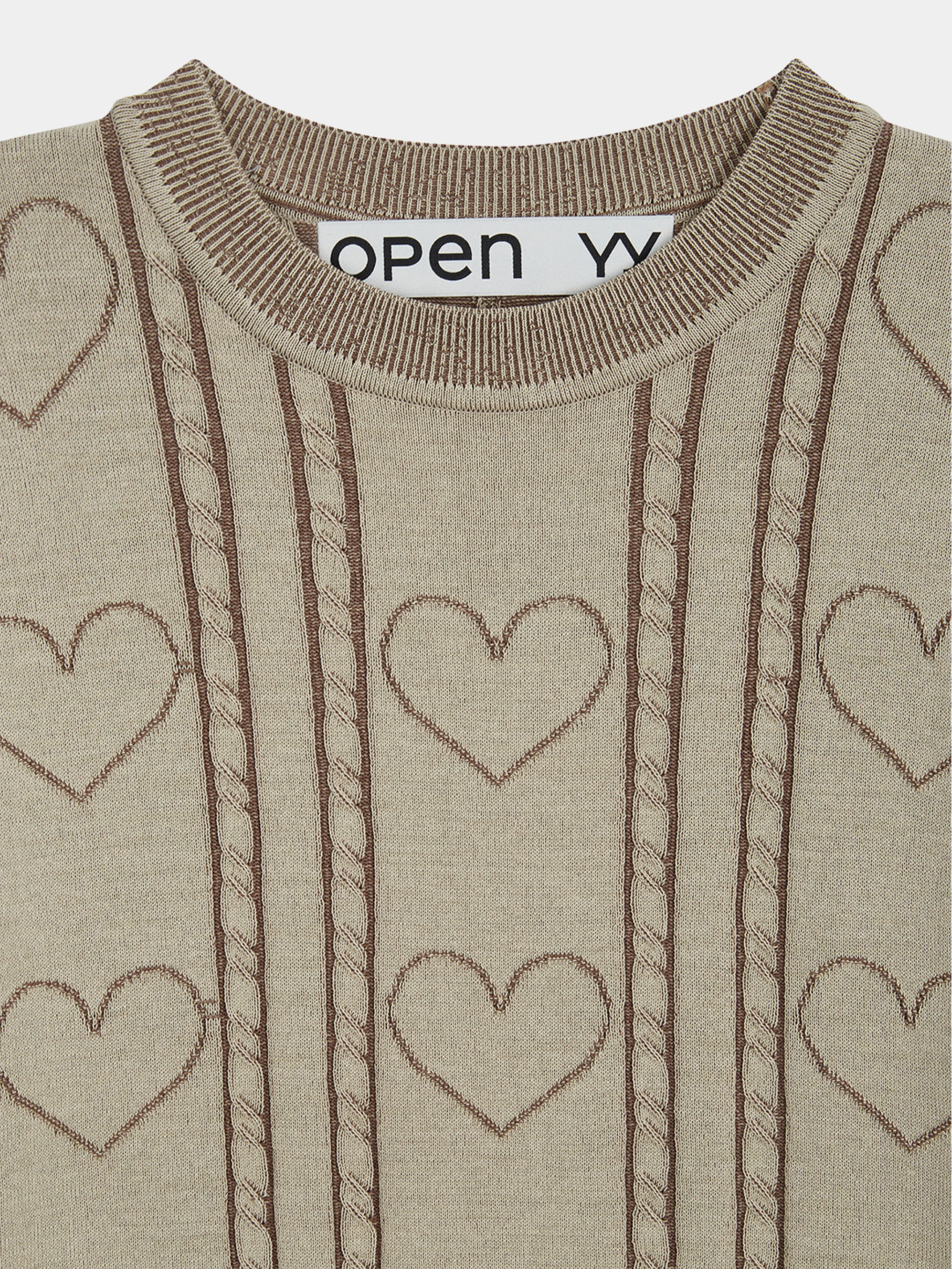 Женский джемпер OPEN YY Heart&Cable Crewneck Brown