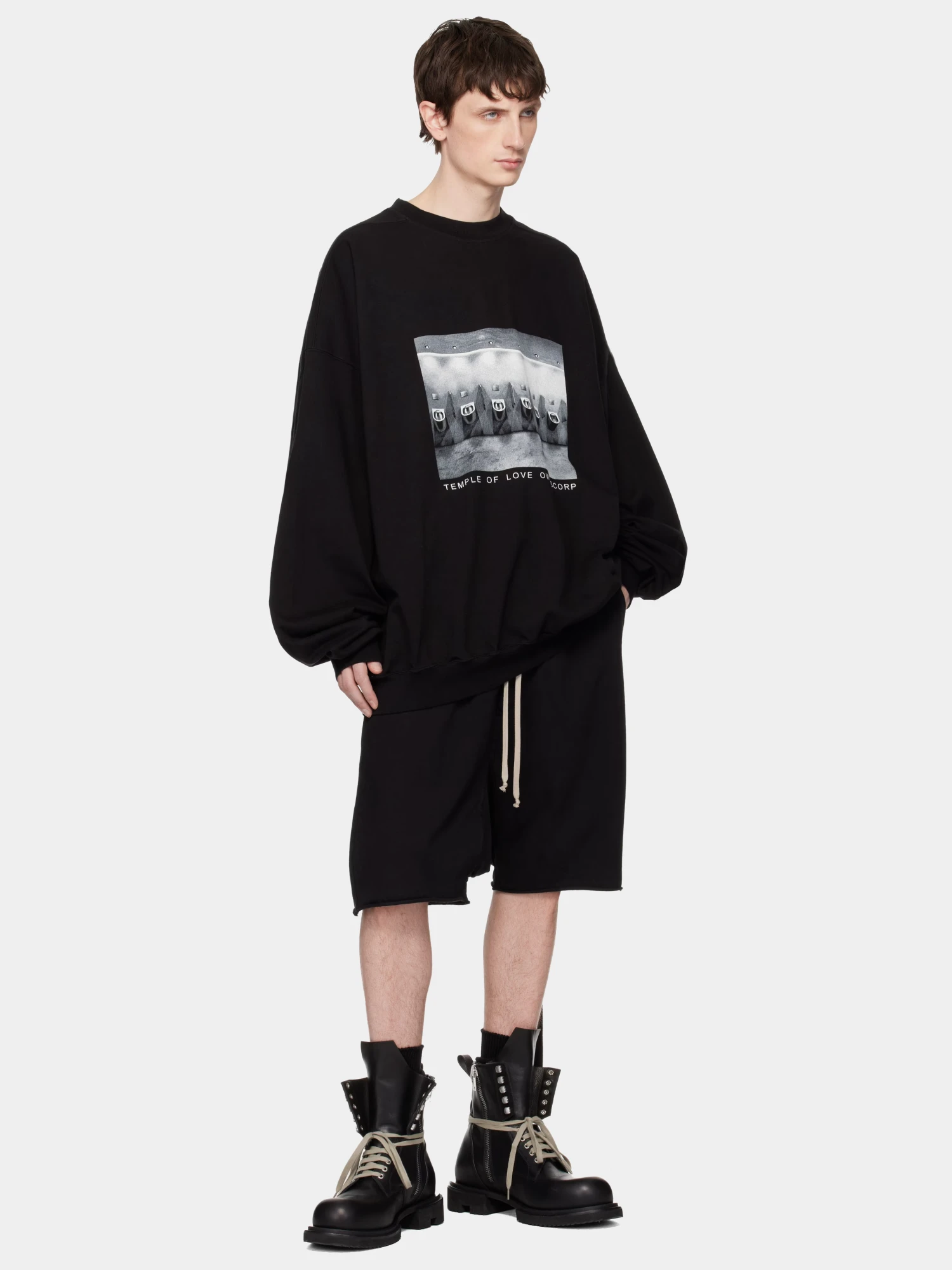 Свитшот RICK OWENS DRKSHDW Temple Of Love Hun Milk/Black
