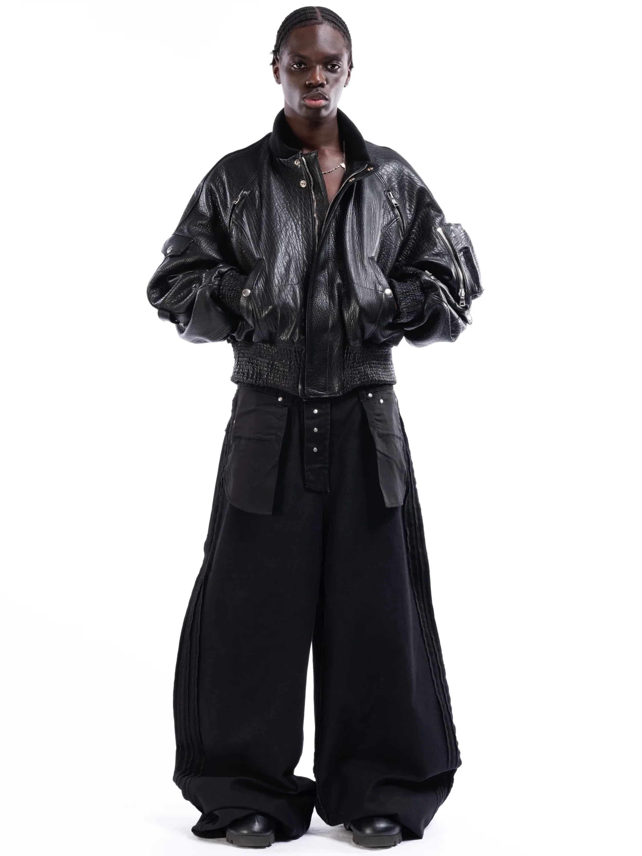 Бомбер NO/FAITH STUDIOS Dried Concrete Leather Black