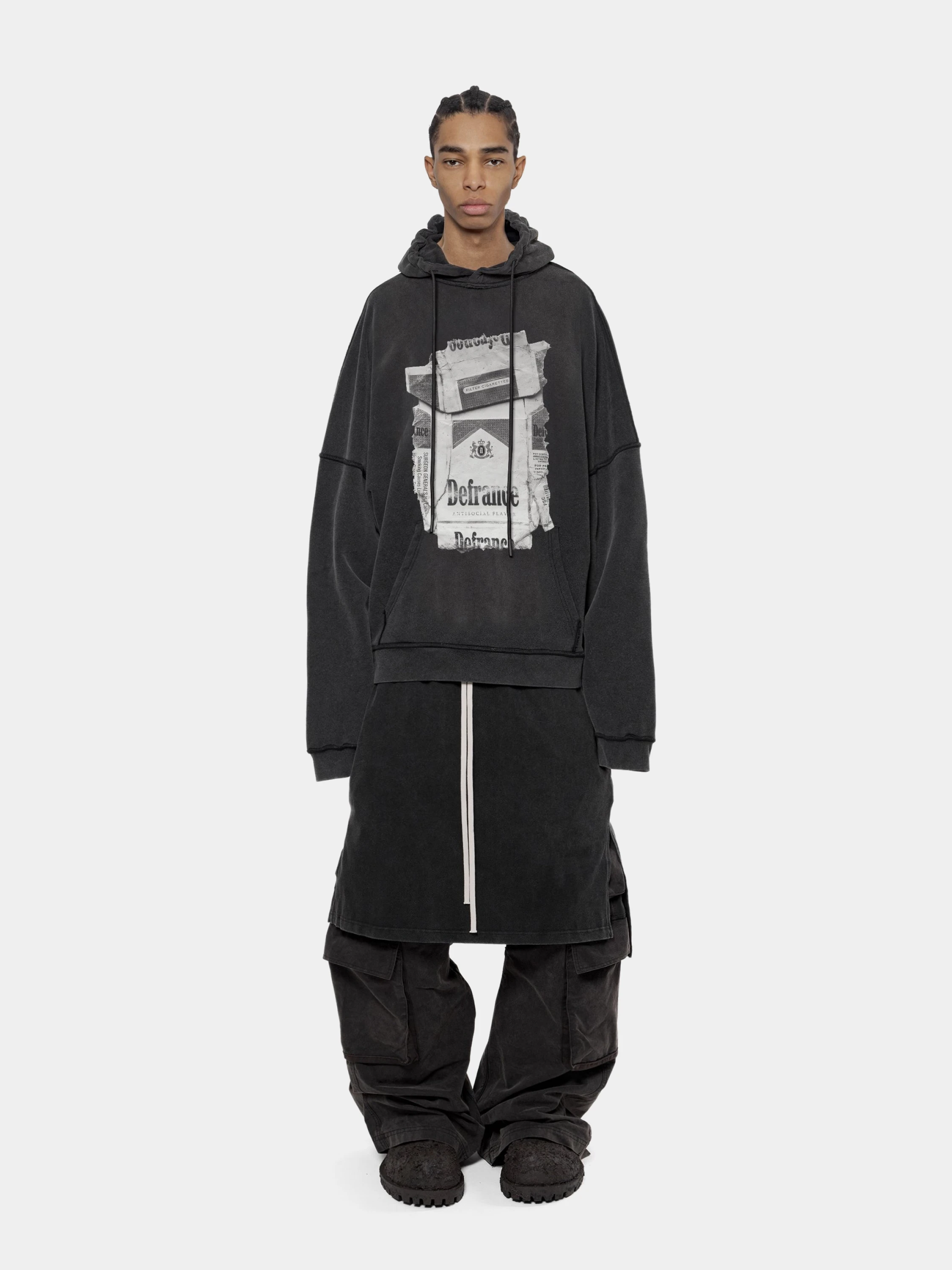 Худи ARNODEFRANCE 'Antisocial Flavor White' Washed Black