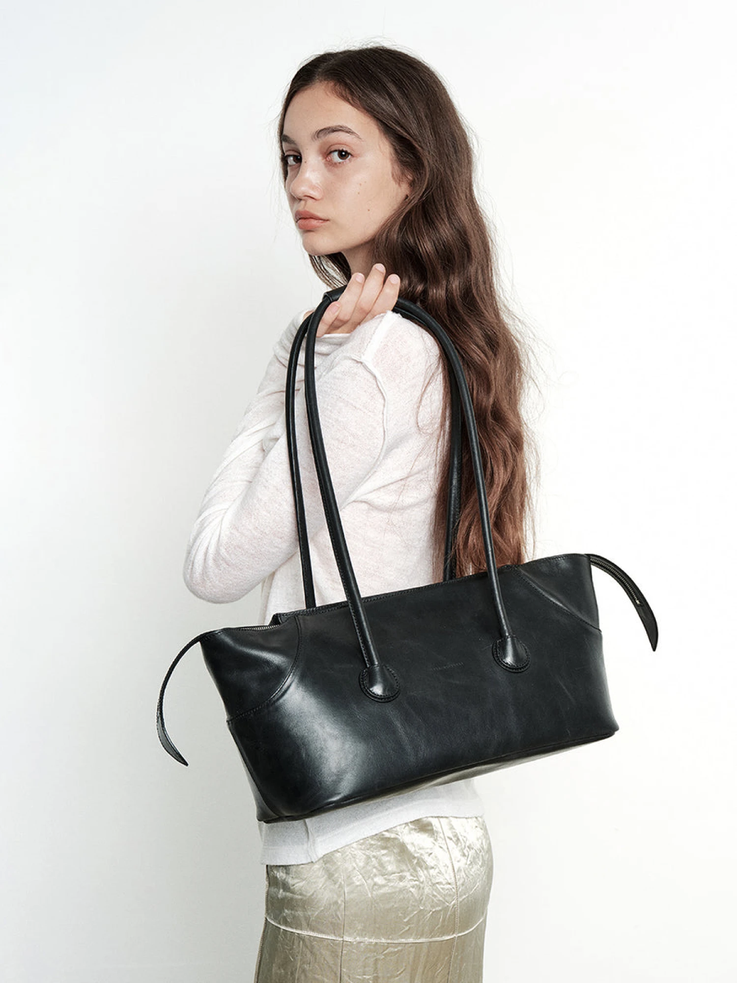 Женская сумка MARGESHERWOOD Boat Shopper Large Black Pull-Up