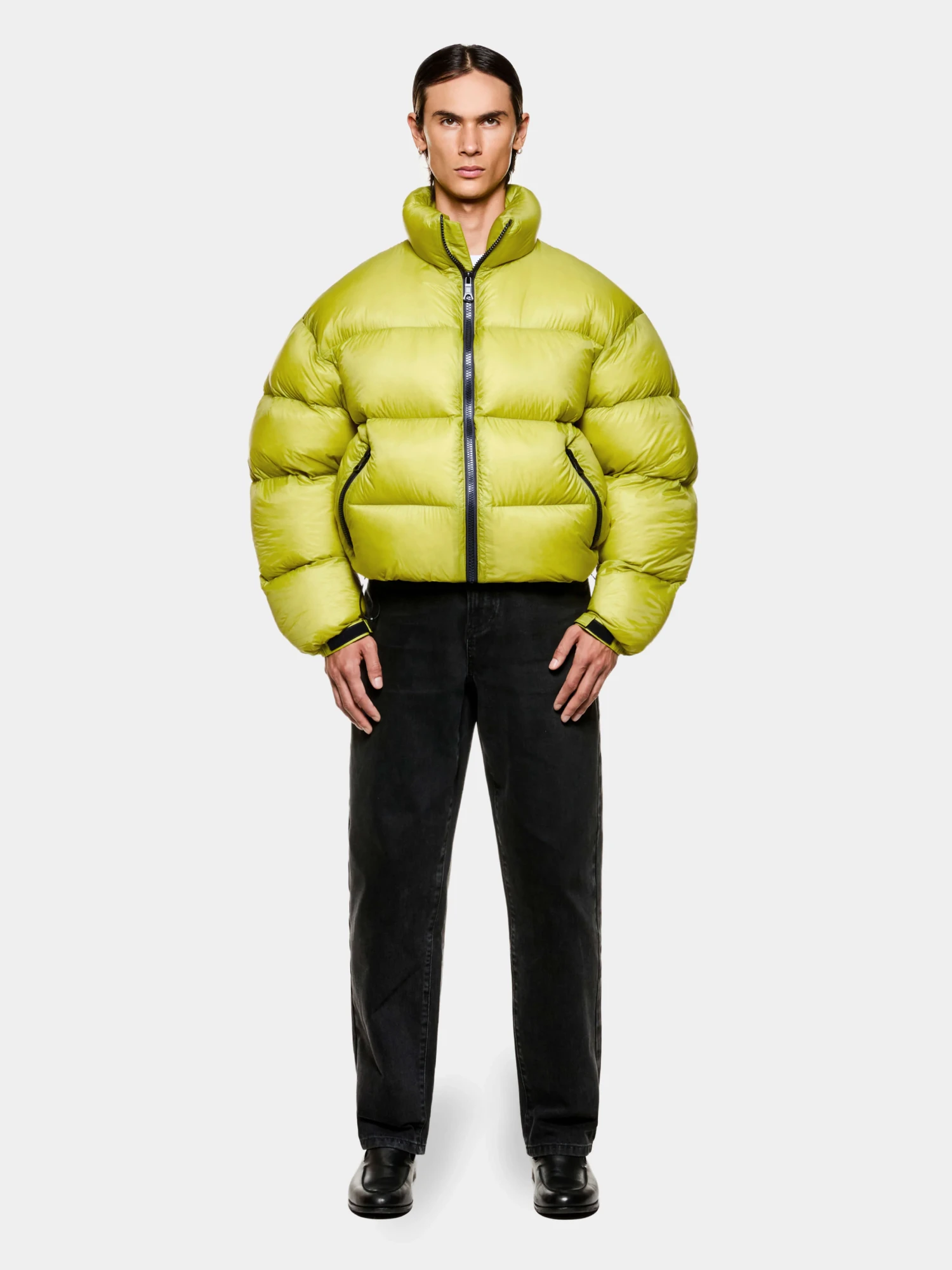 Пуховик MKI MIYUKI ZOKU Translucent Funnel Neck Bubble Jack Chartreuse