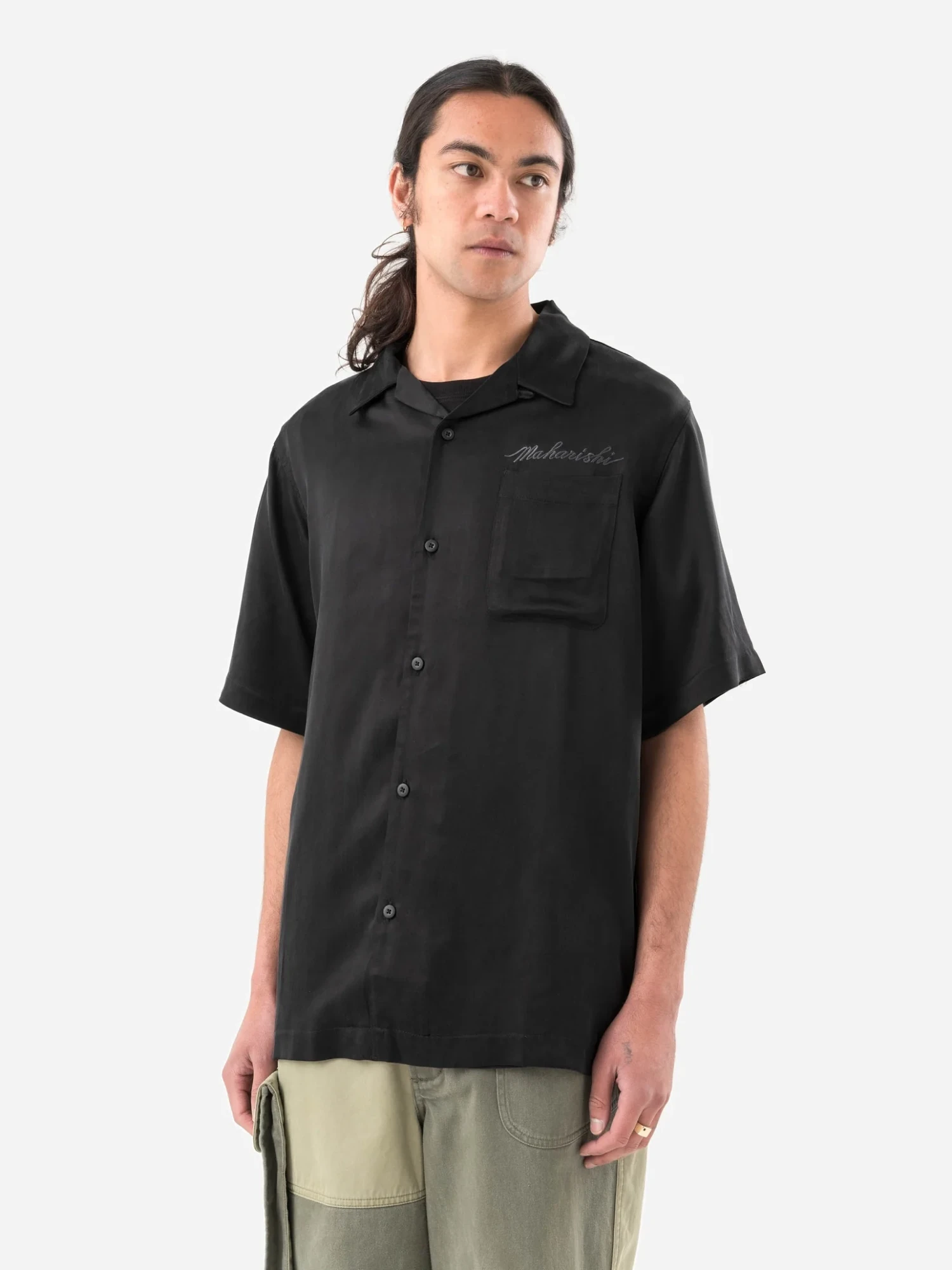Рубашка MAHARISHI 6098 Tiger Dragon Camp Collar Black