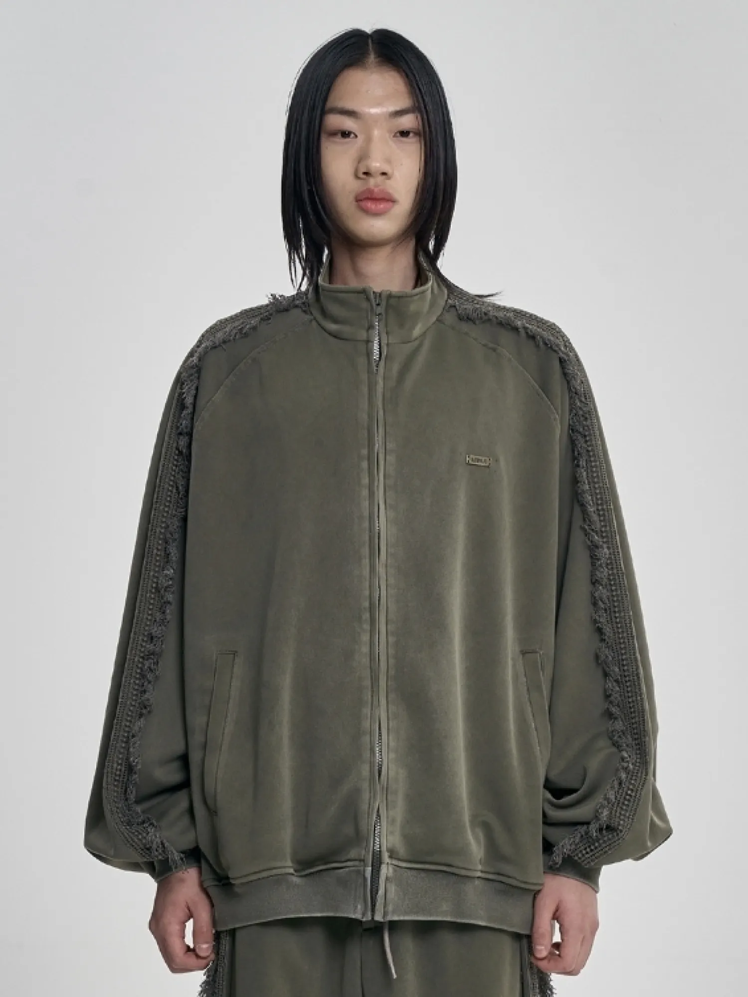 Толстовка AJOBYAJO Lace Trimming Raglan Track Khaki