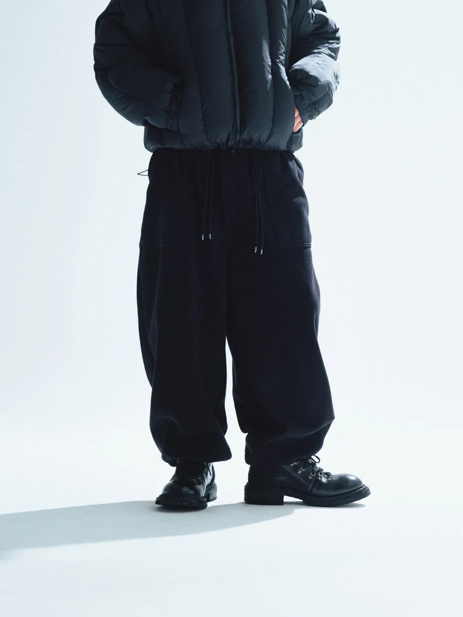 Брюки ANGLAN Double String Fleece Fatigue Black