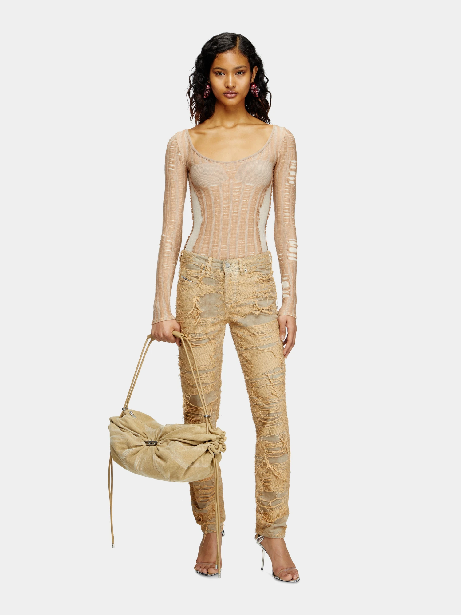 Женский лонгслив Diesel M-Calai Maglia Ivory Cream