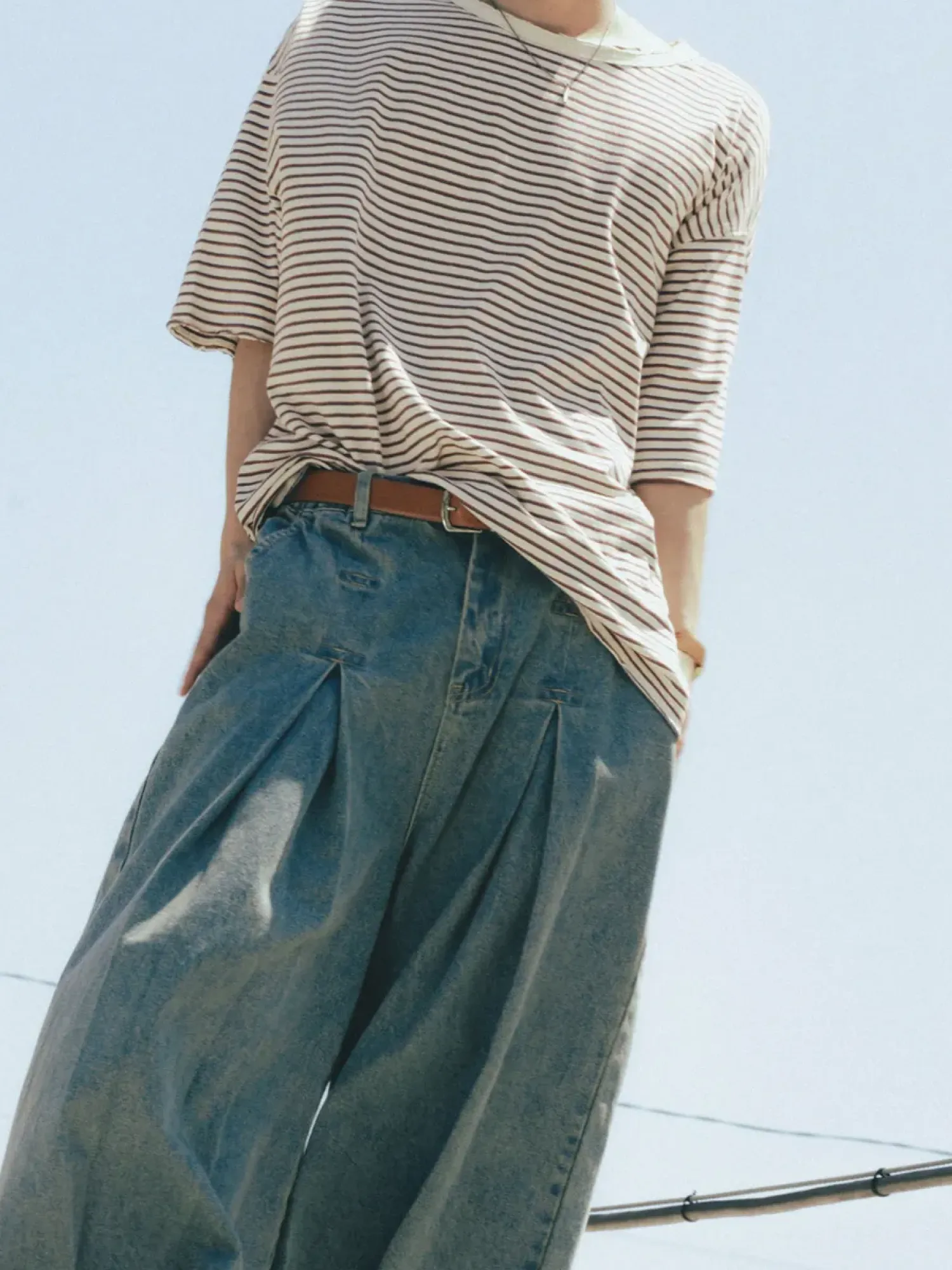 Футболка ANGLAN Cut off Half Tee Striped