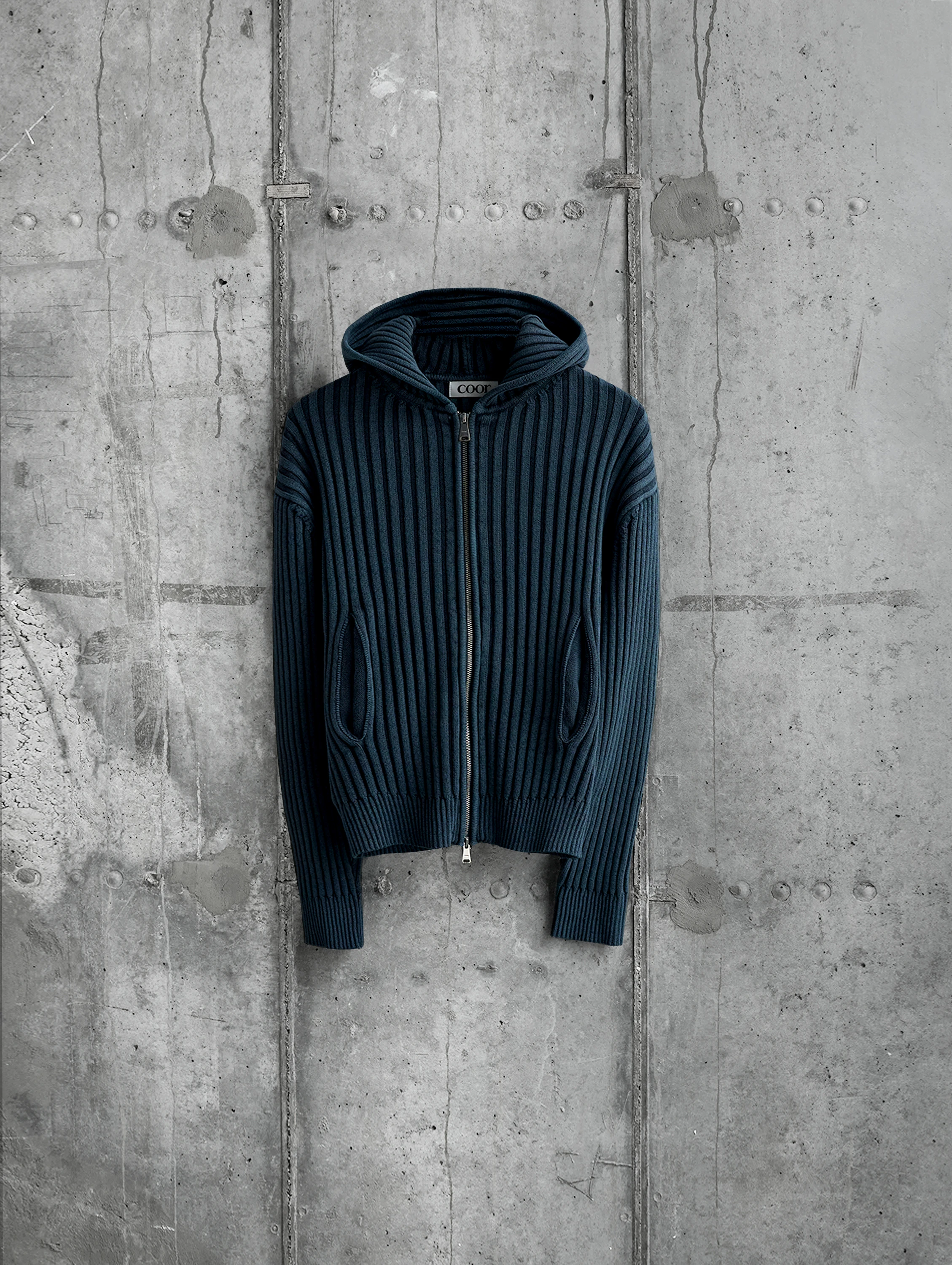 Кардиган COOR Piece Dyed Rib Knit Teal Blue
