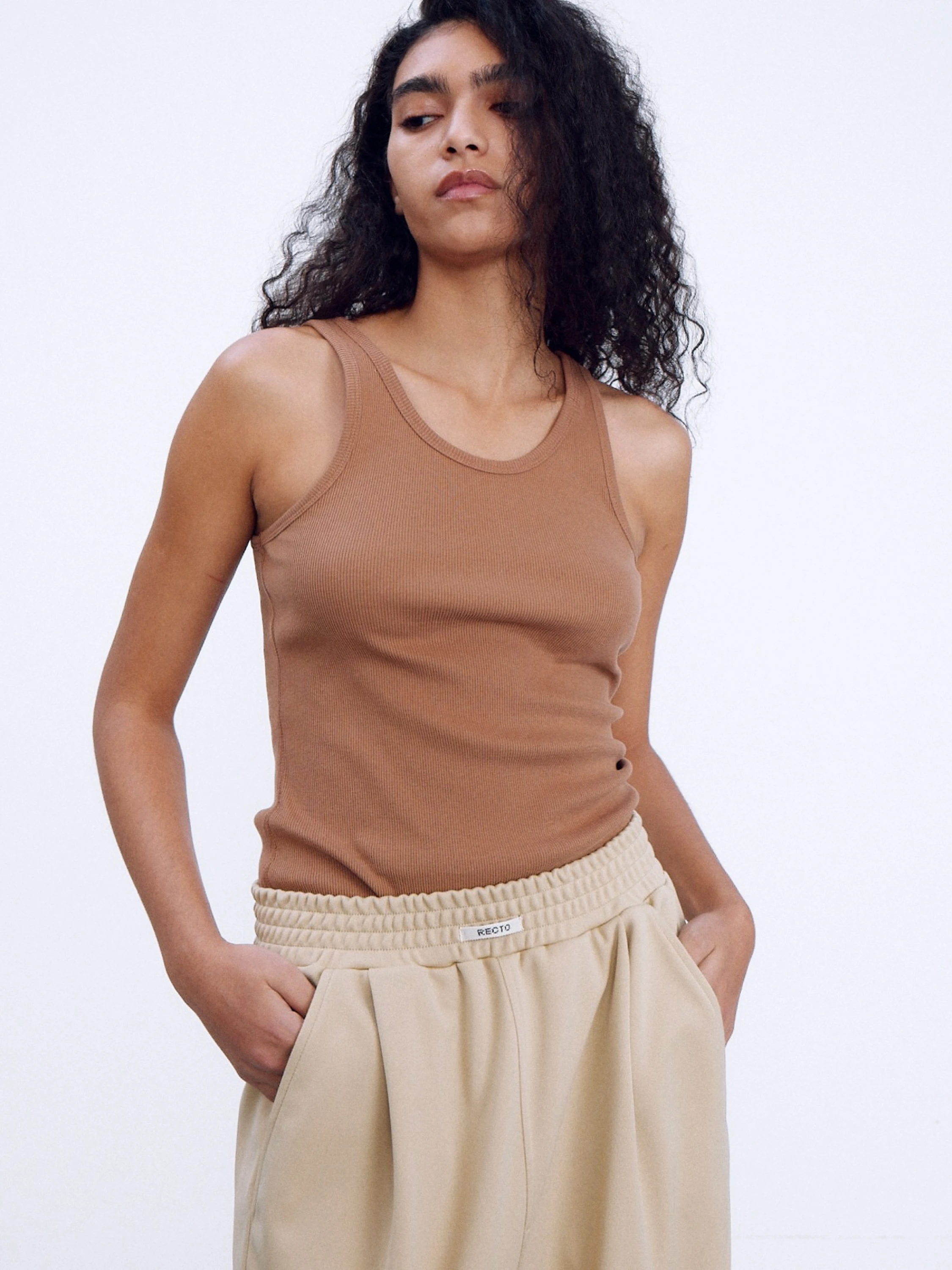 Женский топ Recto RC Logo Jacquard Patch Tank Camel