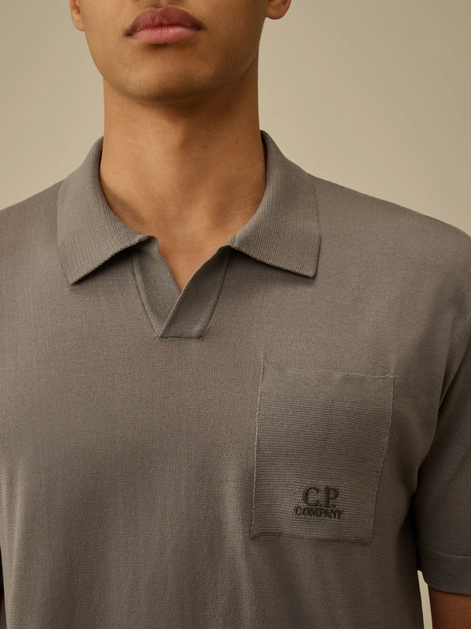 Поло C.P. Company Lisle Thread Knit Smoked Pearl Grey