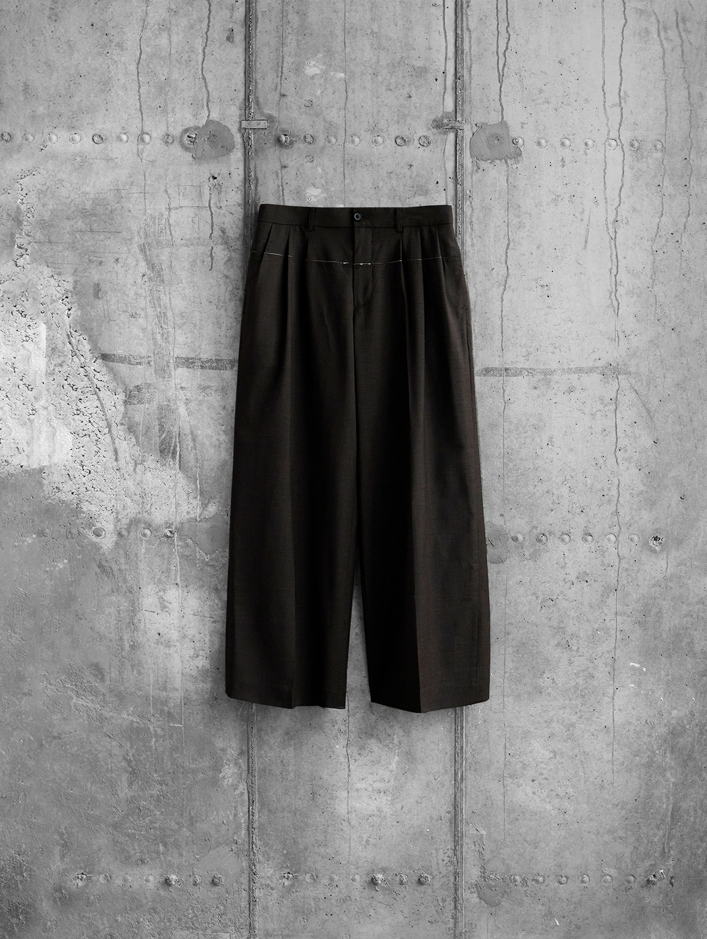 Брюки COOR Raw Cut 3 Pleat Dark Brown Melange