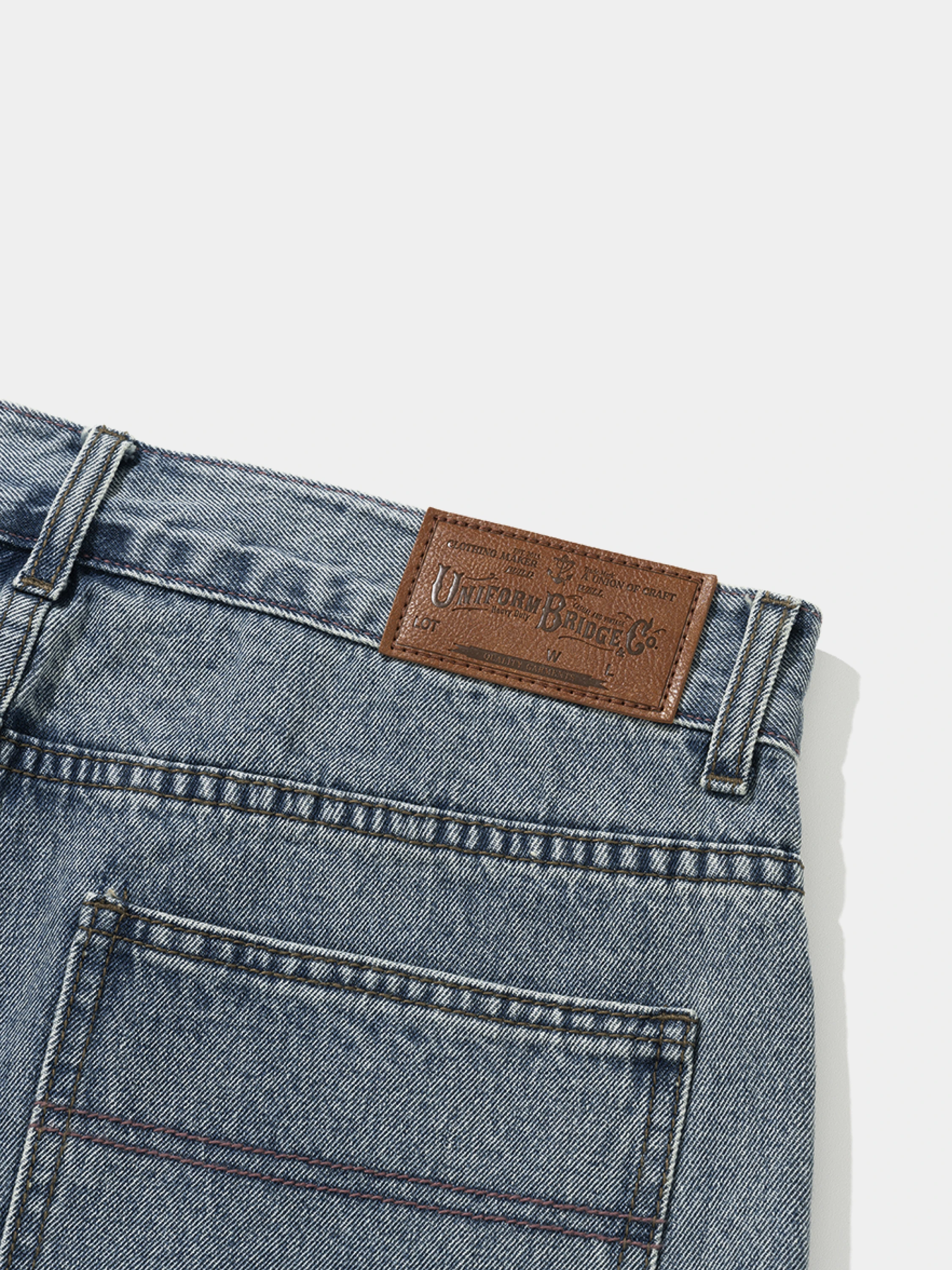Шорты Uniform Bridge Double Knee Denim 12oz Washed Indigo