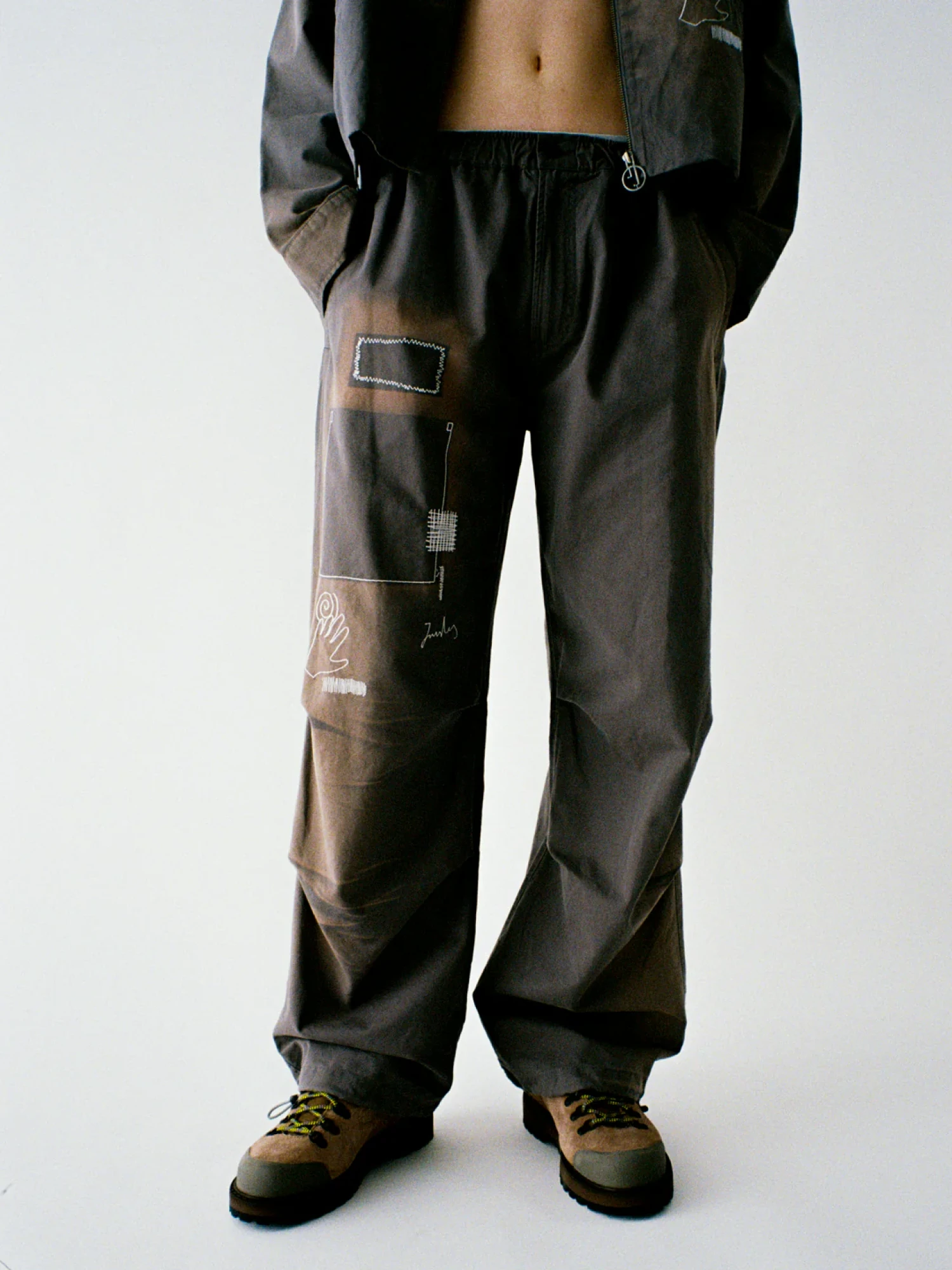 Брюки Jungles Jungles Repaired Butt Zip Pant Grey