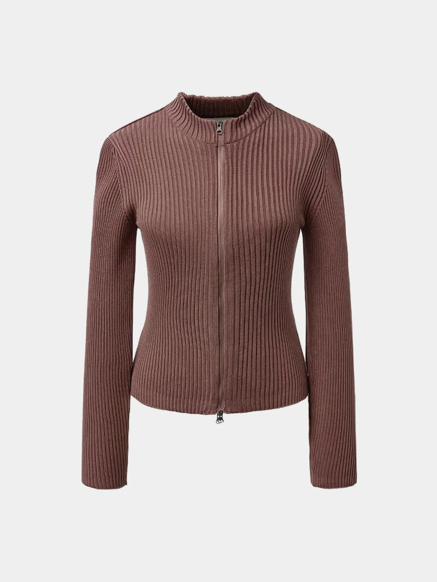 Женский кардиган AMOMENTO Ribbed Mock Neck Brown