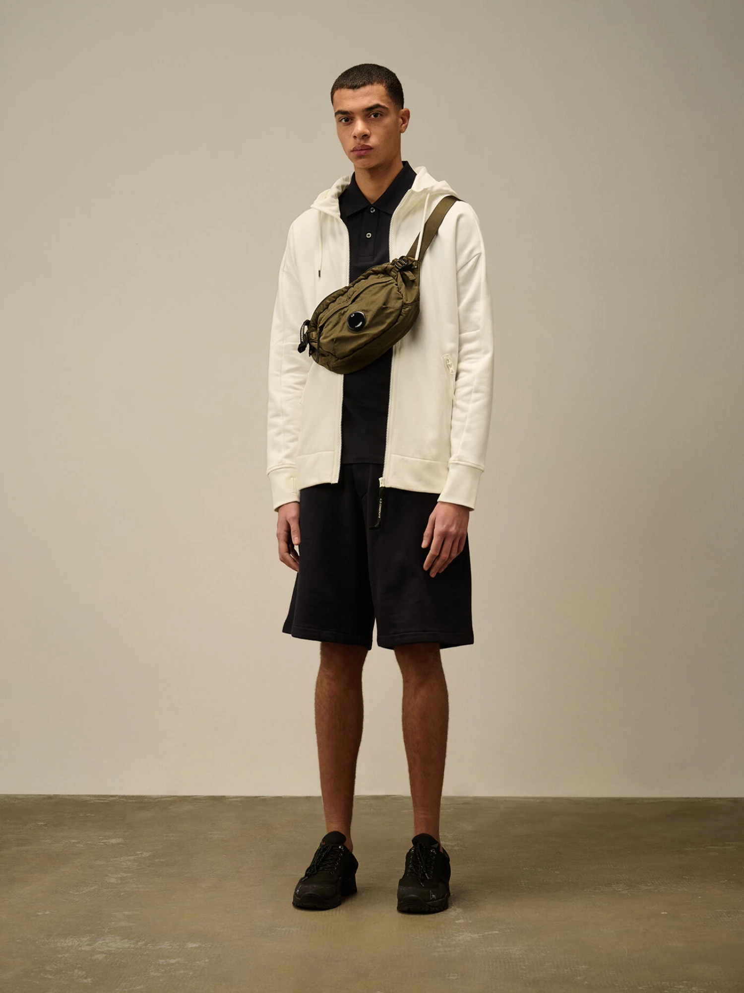 Зип-худи C.P. Company Diagonal Raised Fleece Goggle Gauze White