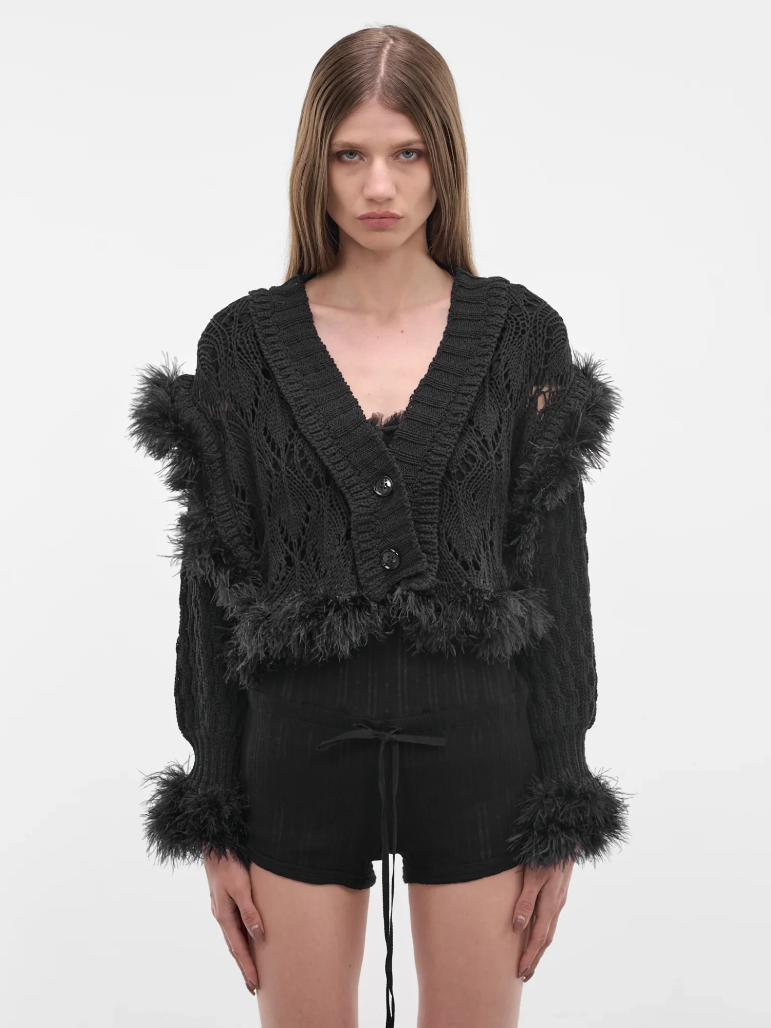 Женский кардиган Ann Demeulemeester Taci Feather Black