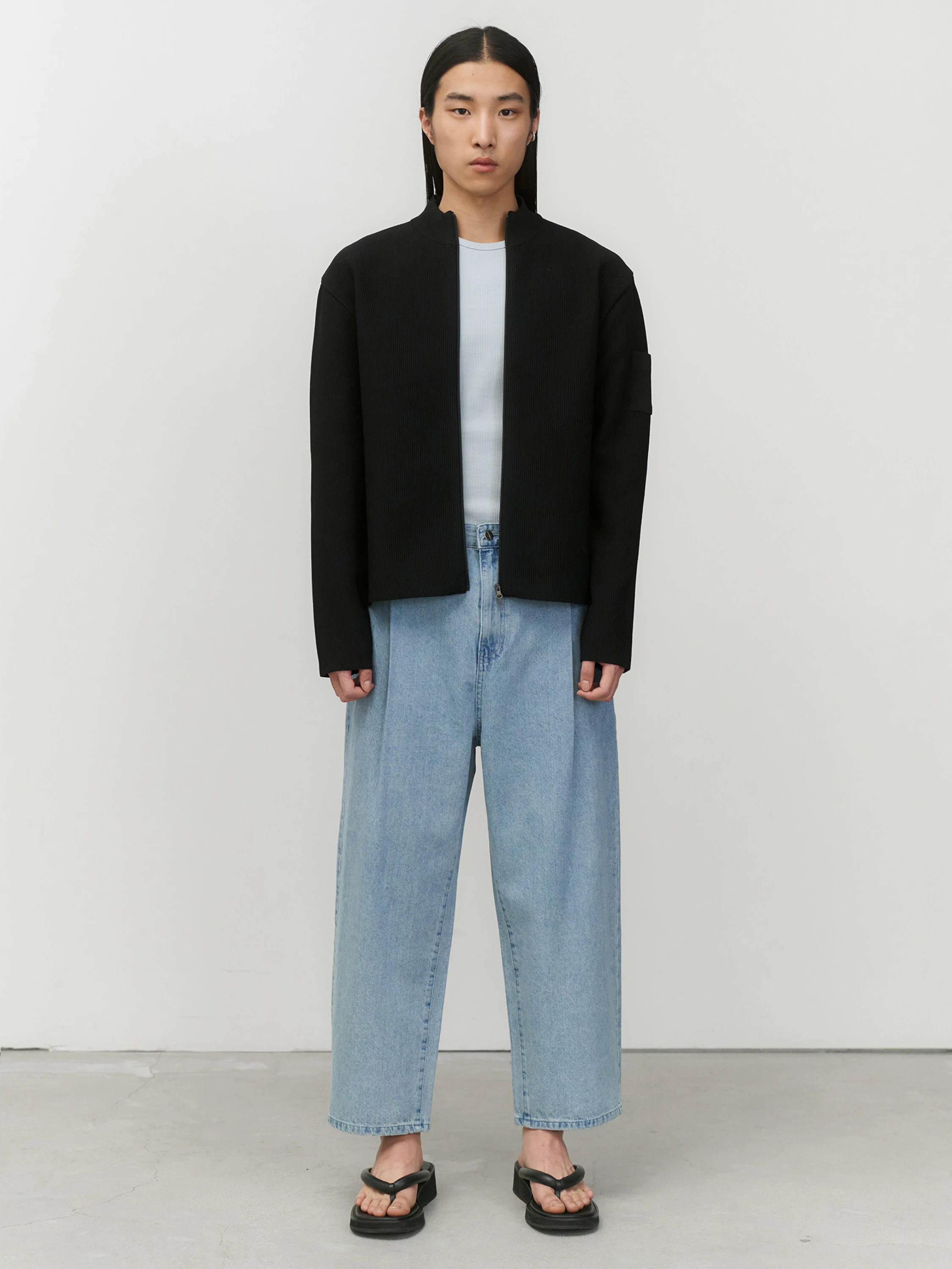 Кардиган AMOMENTO Mock Neck Zip-Up Black