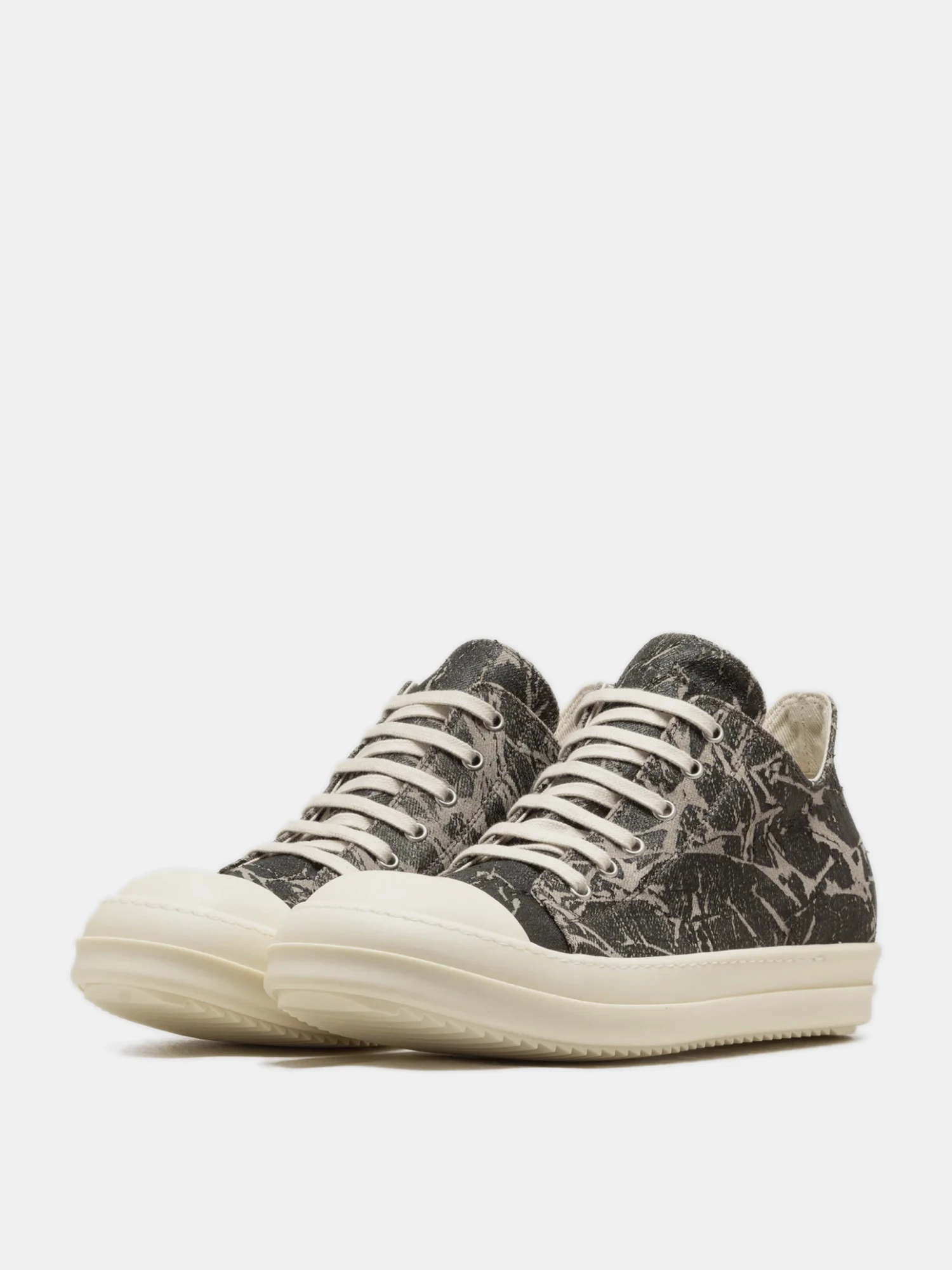 Женские кеды RICK OWENS DRKSHDW Plimsolls Low Washed Foil Black/Milk