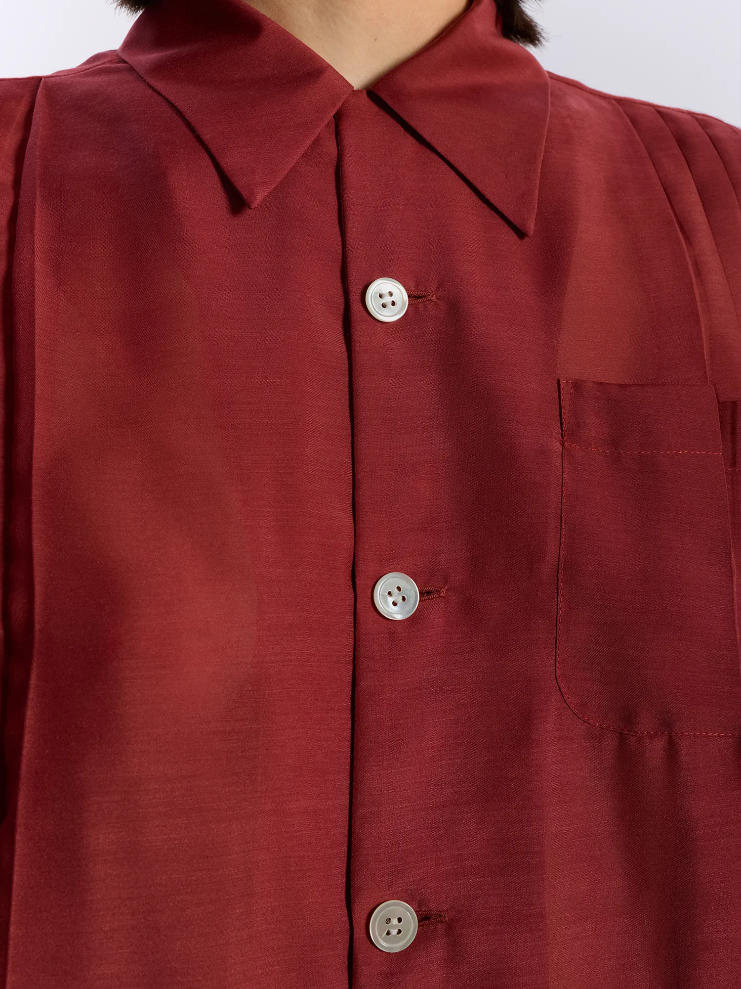 Женская рубашка UNDERCOVER Pleated Mix Open Collar Top Red
