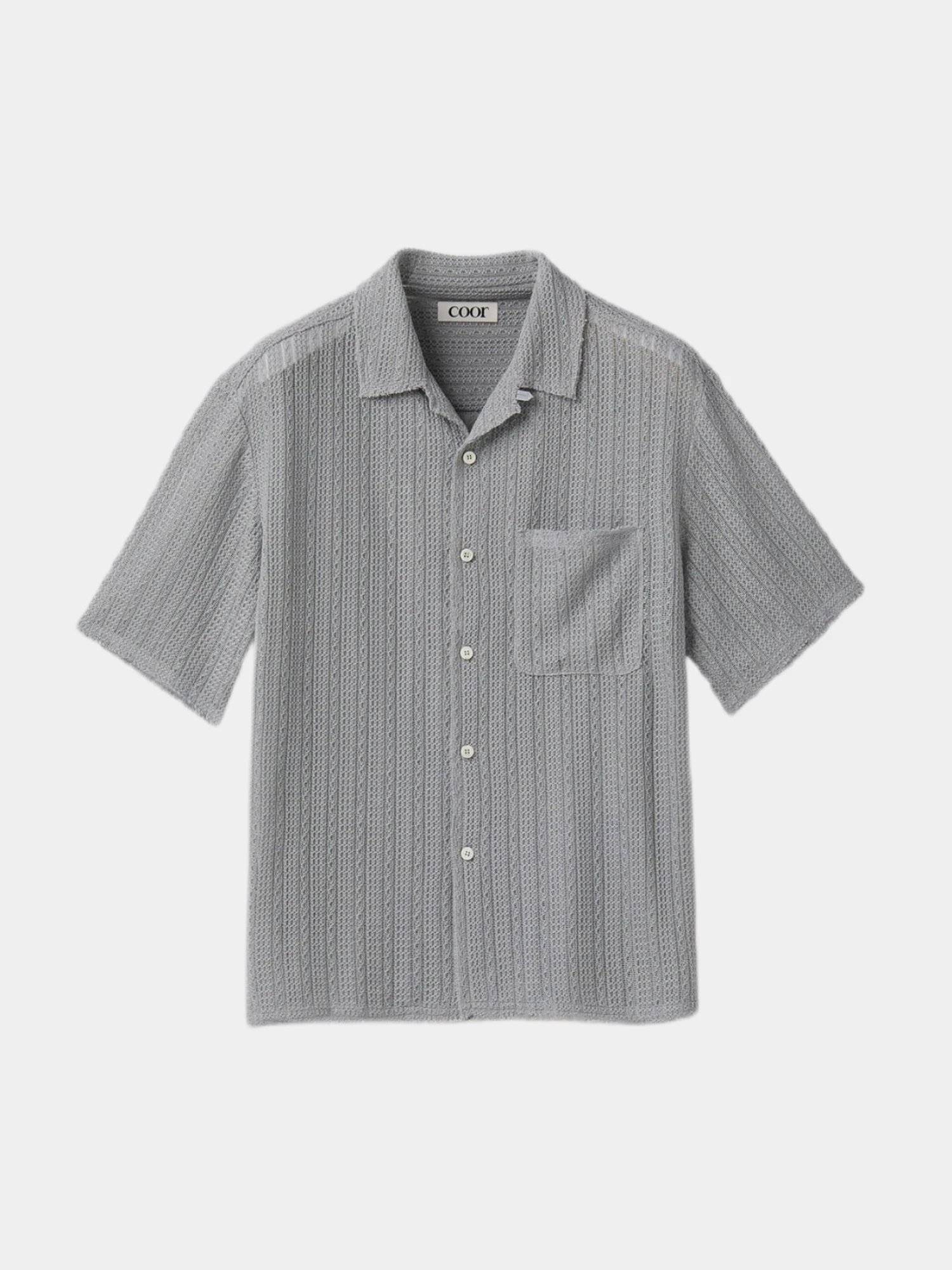 Рубашка COOR Cable Knit Camp Collar Light Grey