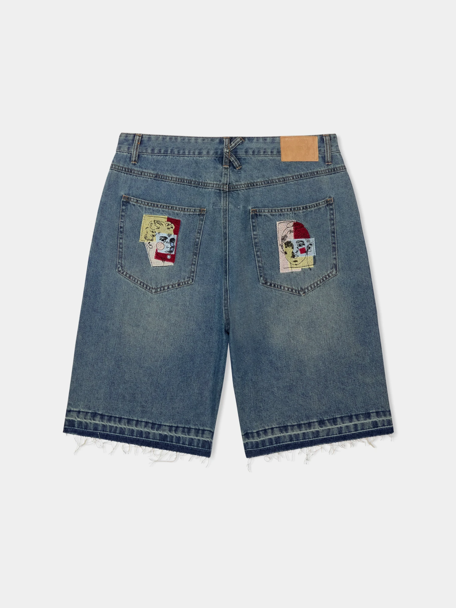 Шорты KidSuper Face Patchwork Baggy Shorts Light Wash