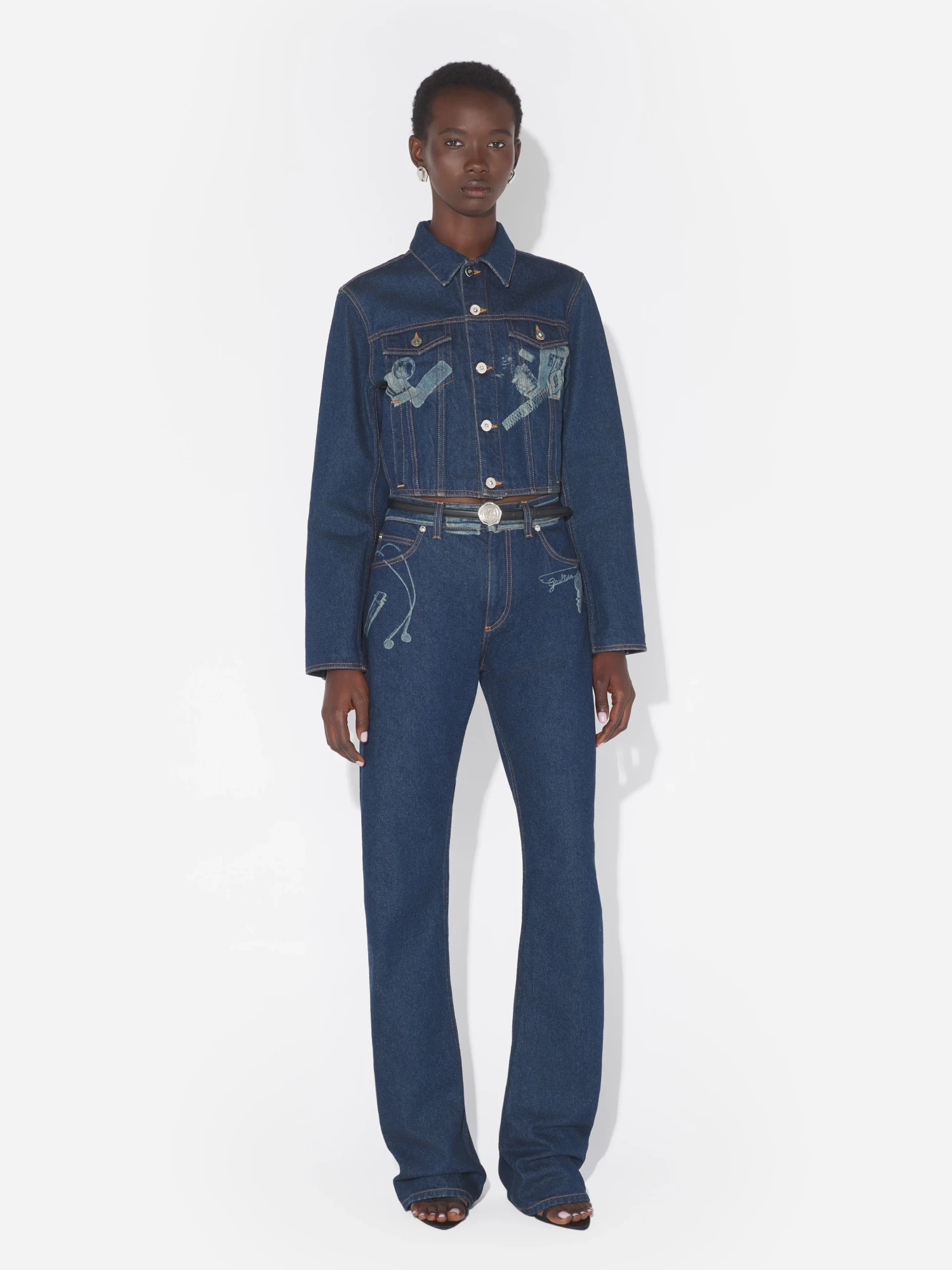 Женские джинсы Jean Paul Gaultier With Trompe L'oeil Vintage Blue