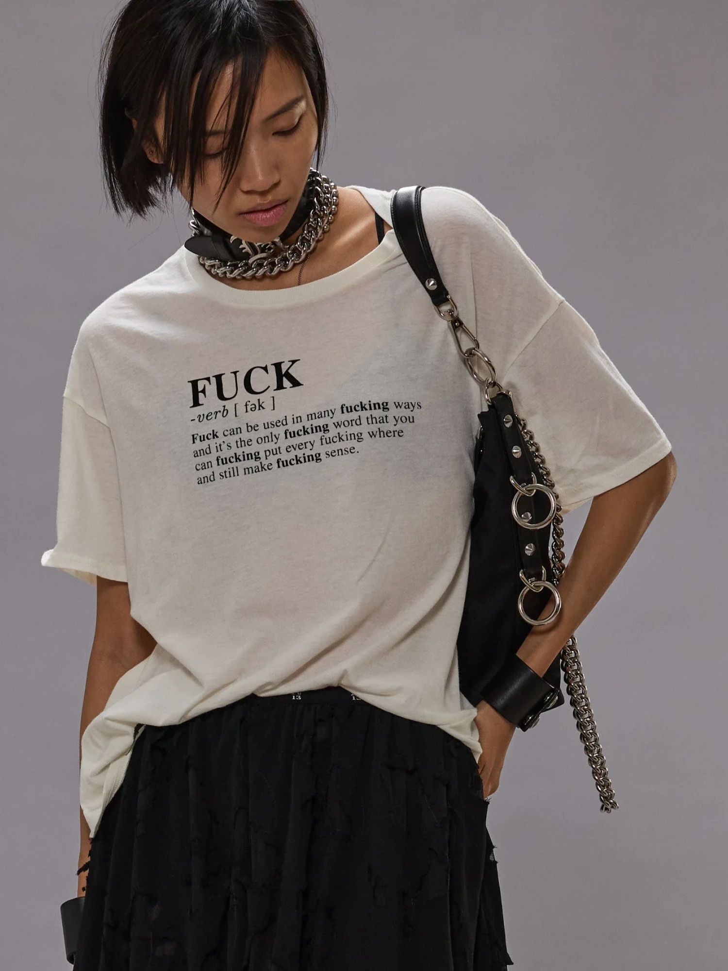 Женская футболка R13 Fuck Relaxed T Ecru