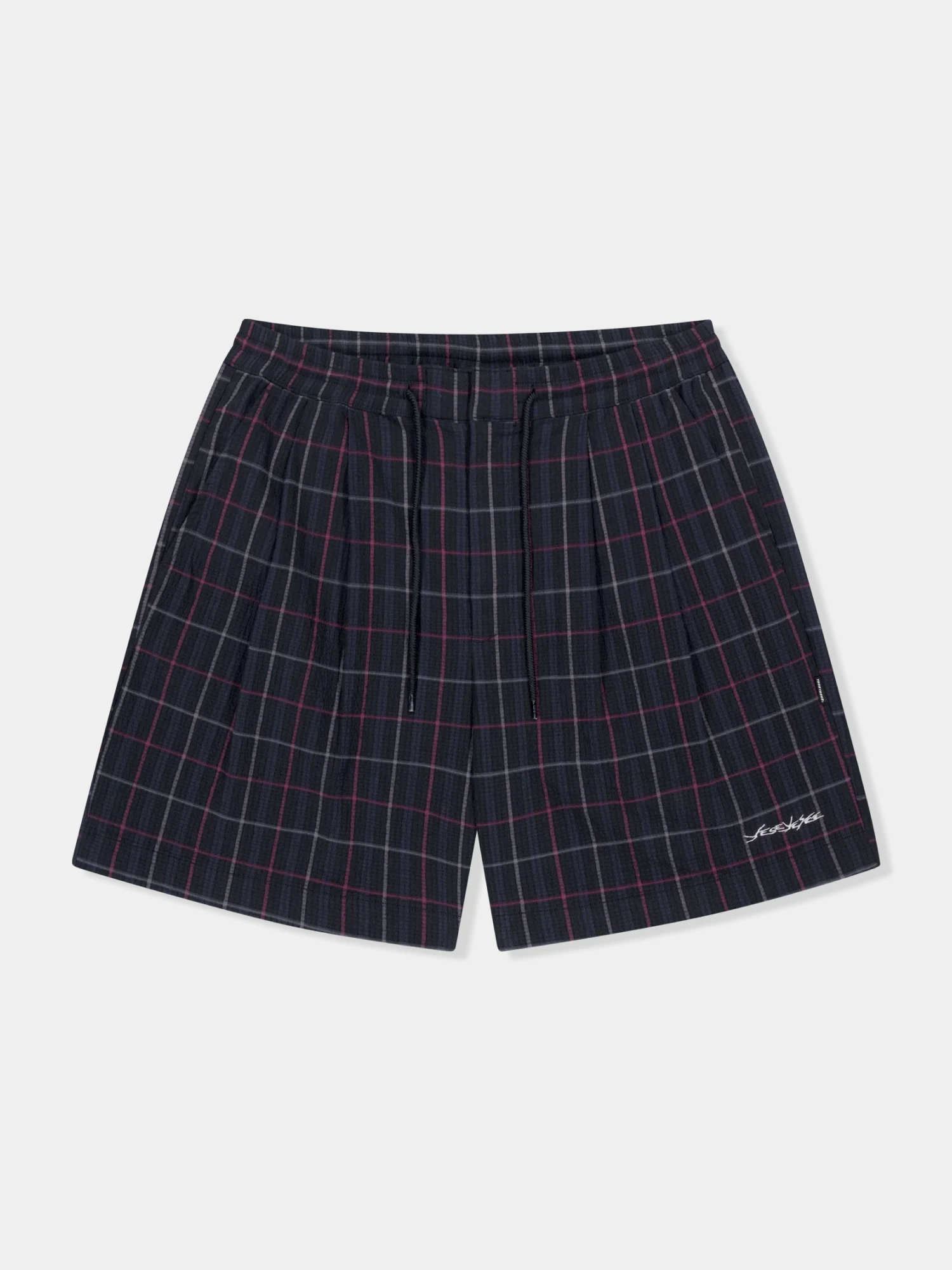 Шорты YESEYESEE Crinkled Fabric Check Black