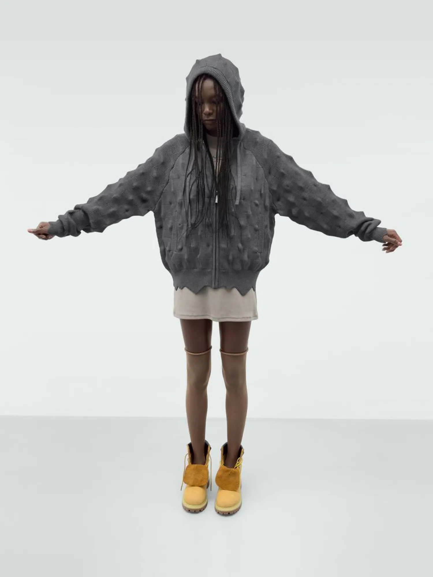 Зип-худи MADFRENZY Spiked Zip-Up Grey