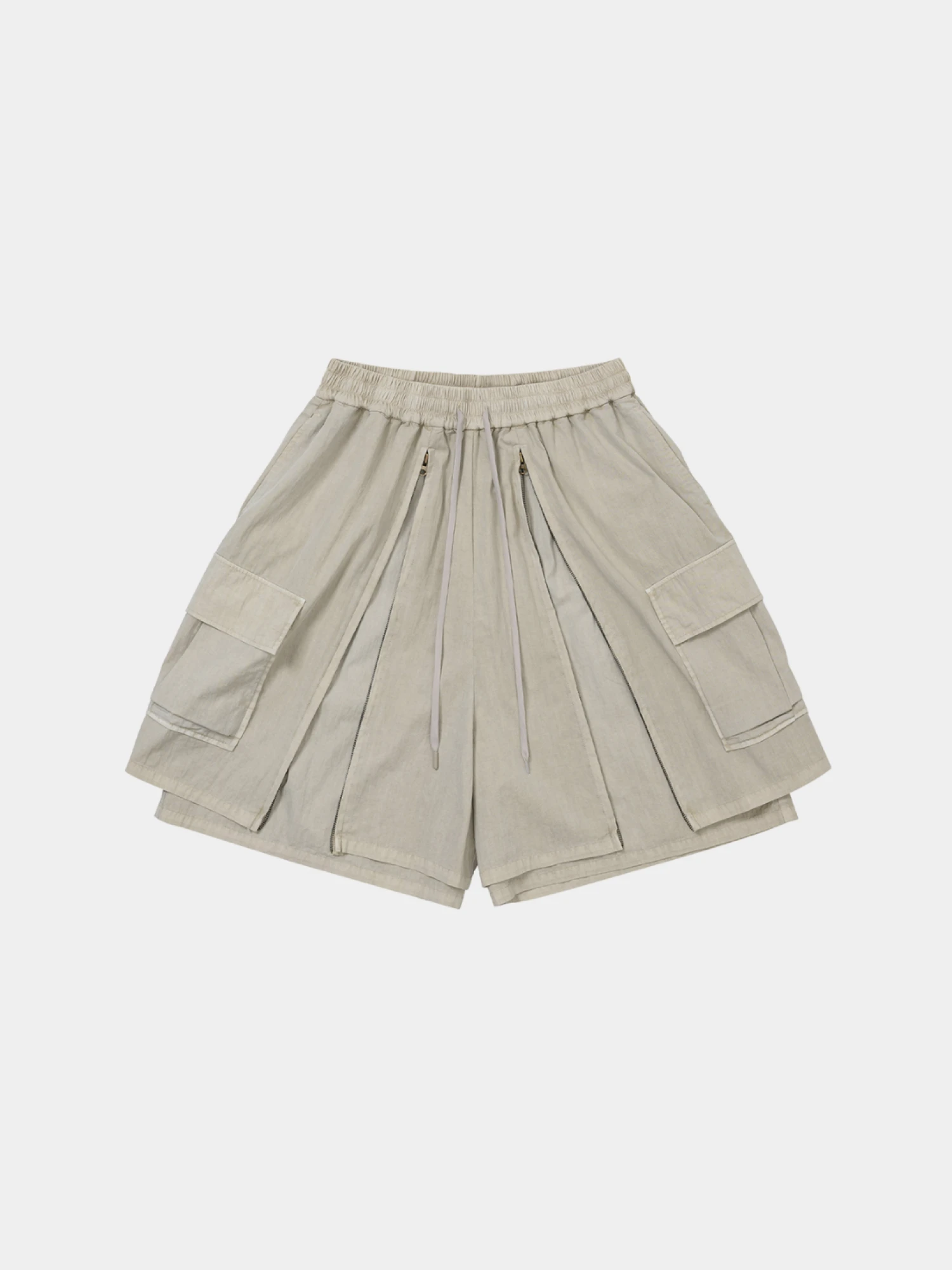 Шорты AJOBYAJO Washed Layered Zip-Up Ivory