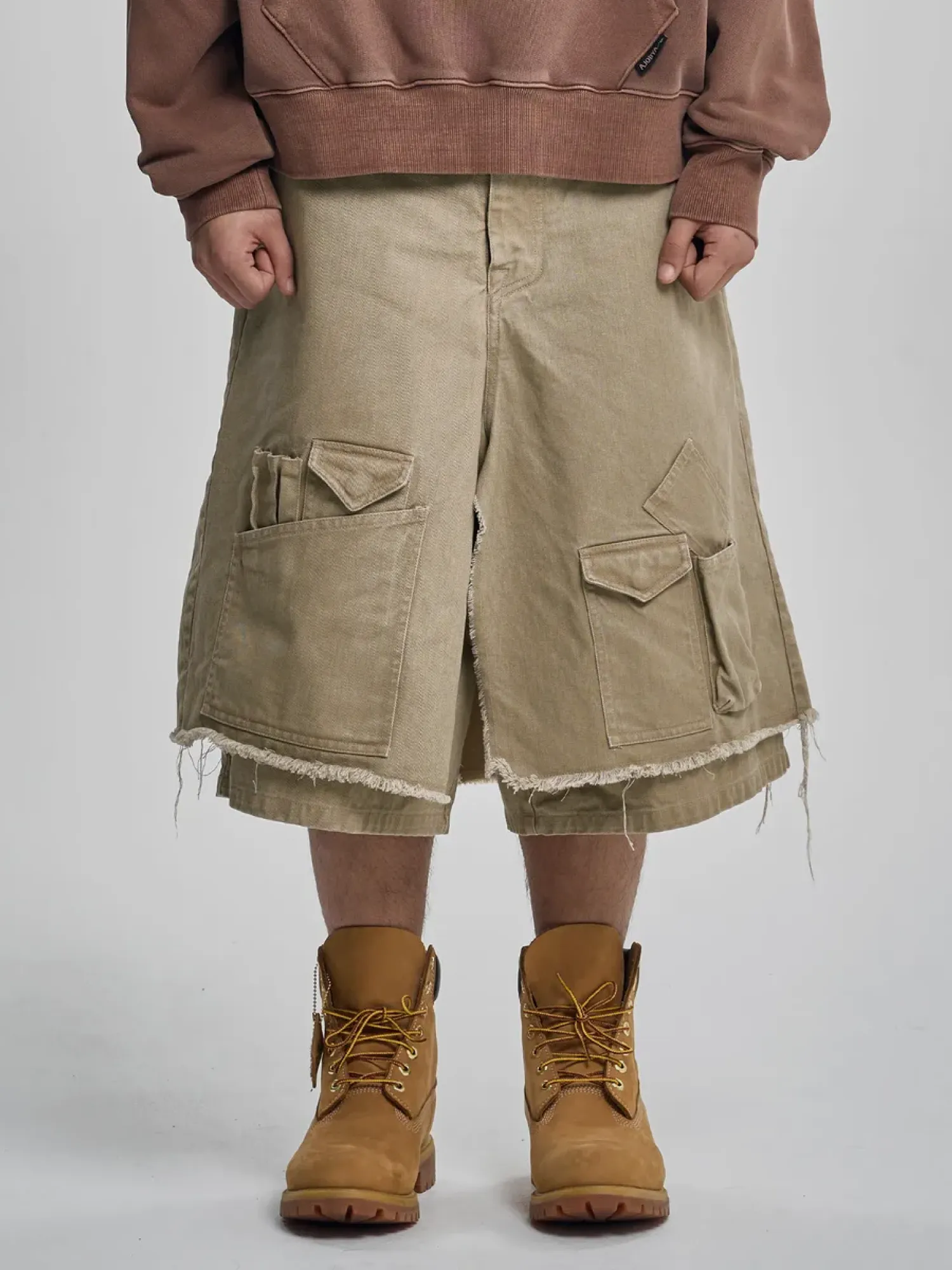 Шорты AJOBYAJO Washed Layered Cargo Beige