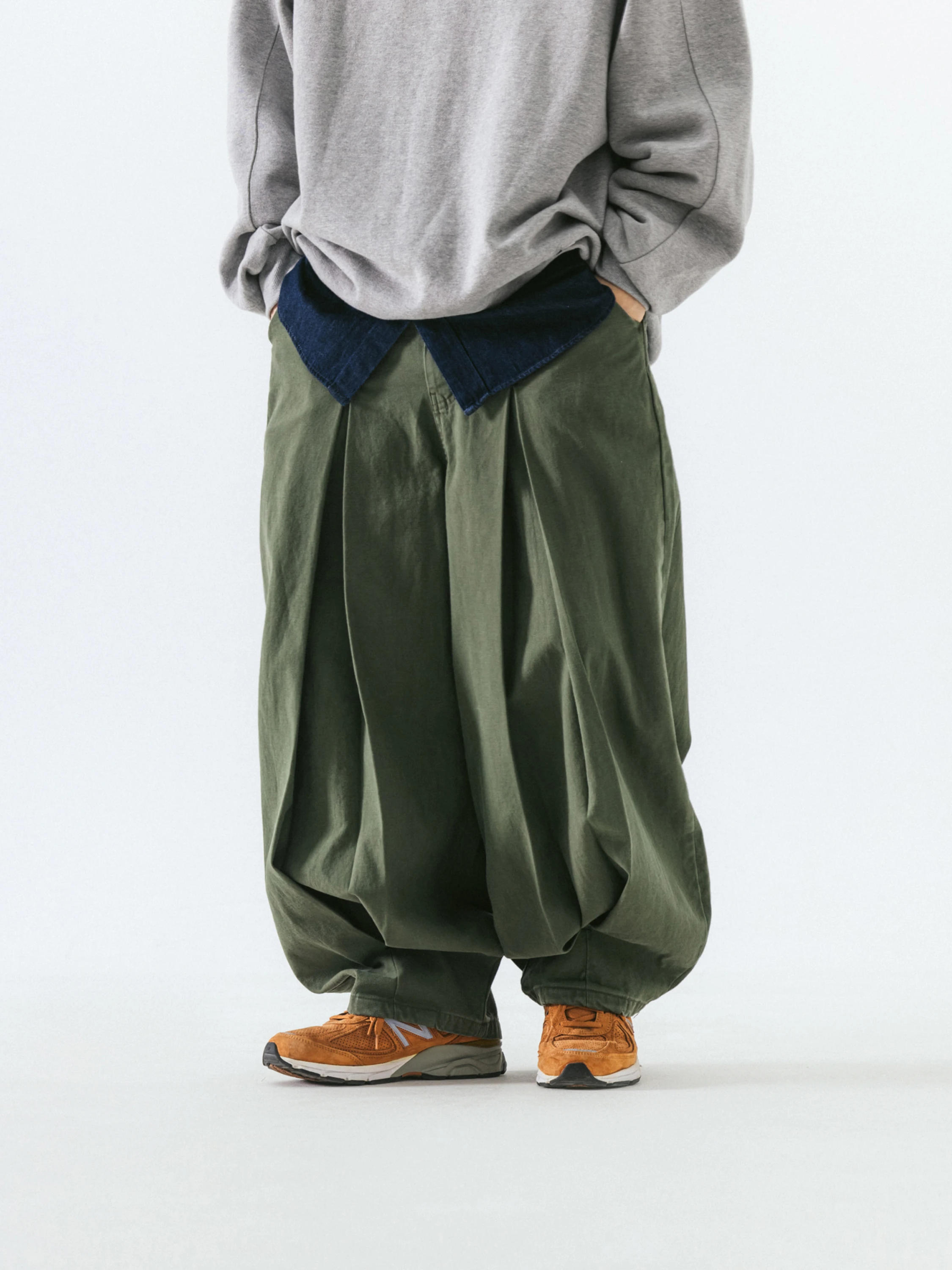 Брюки ANGLAN Long Tuck Wing Balloon Pants Khaki