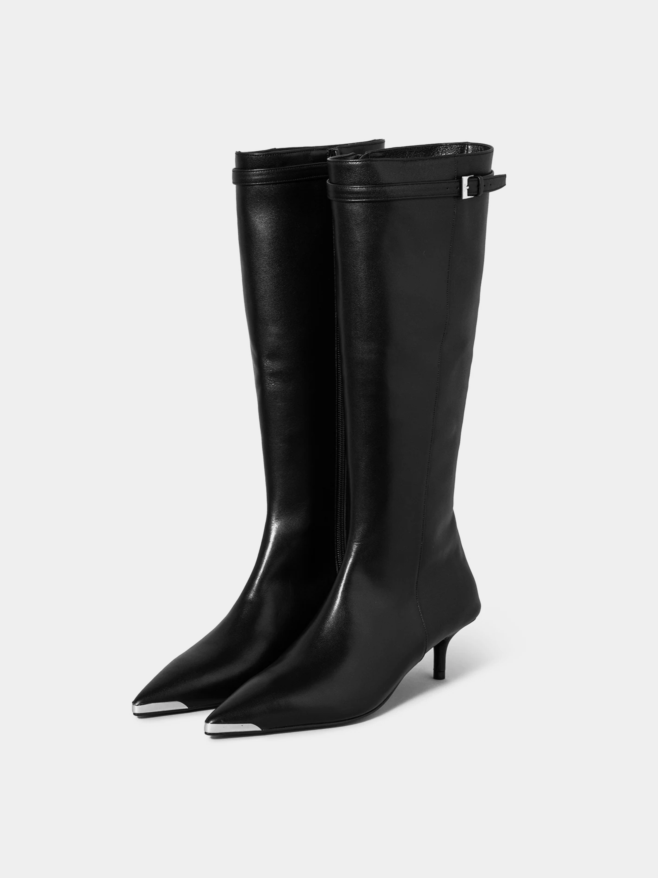 Женские сапоги JUUN.J Long Metal Point Leather Black