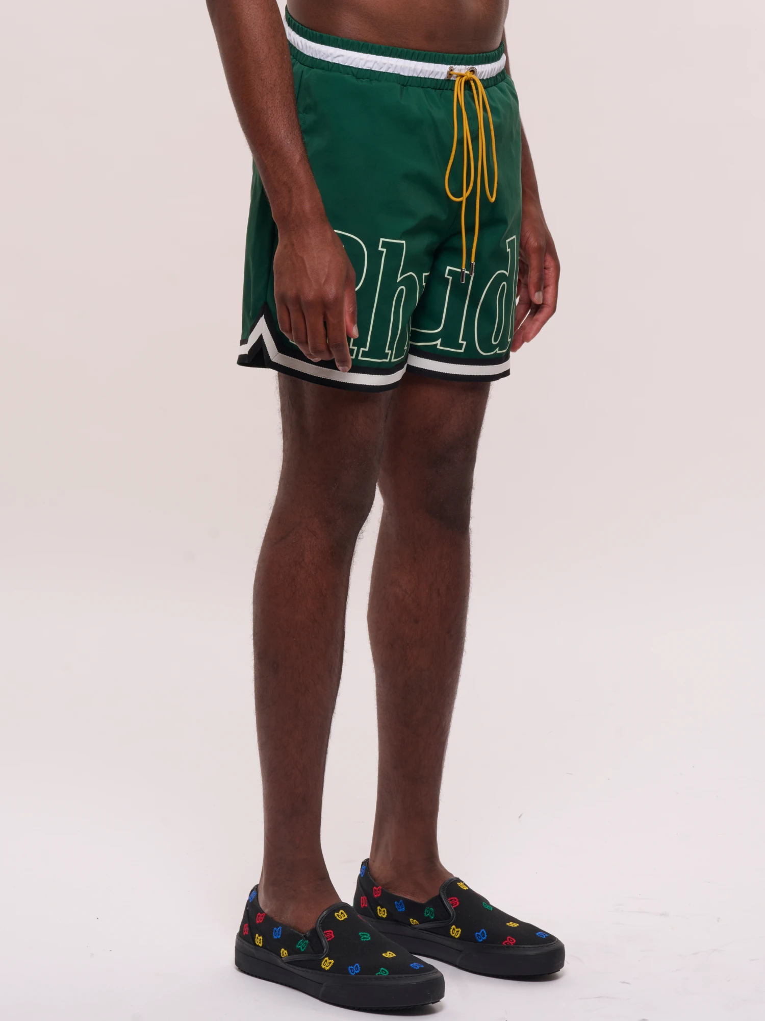 Шорты RHUDE Logo Basketball Swim Forest Green/Black/White