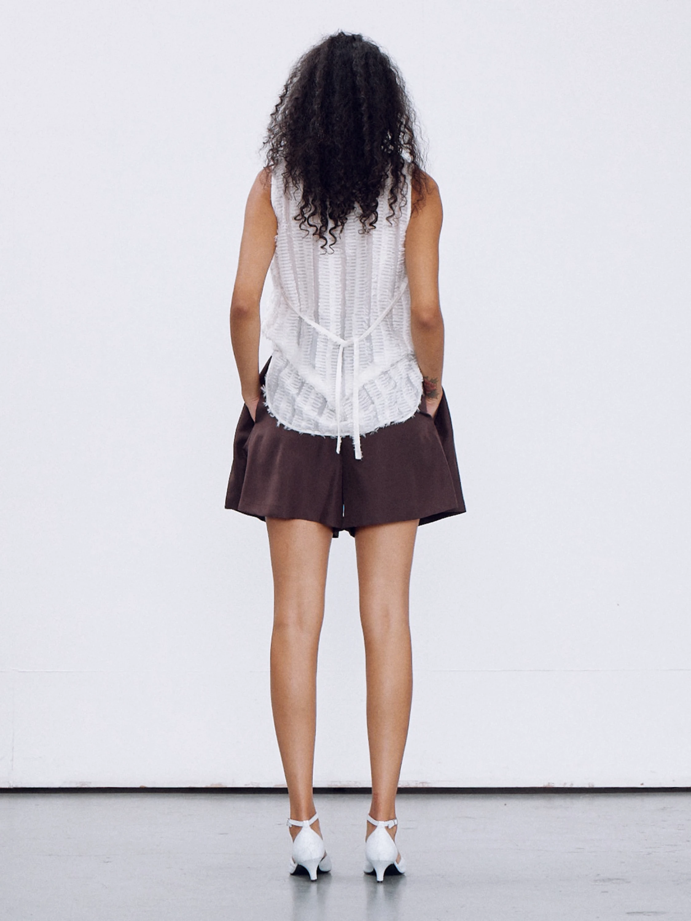 Женские шорты Recto Washed Habutai Silk Detail Shorts Brown