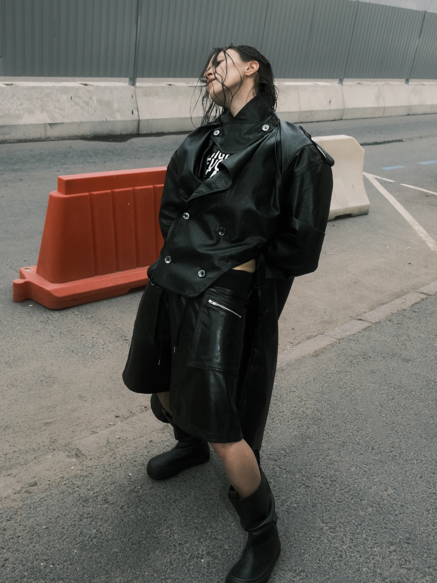 Женские Шорты R13 Crossover Leather Black
