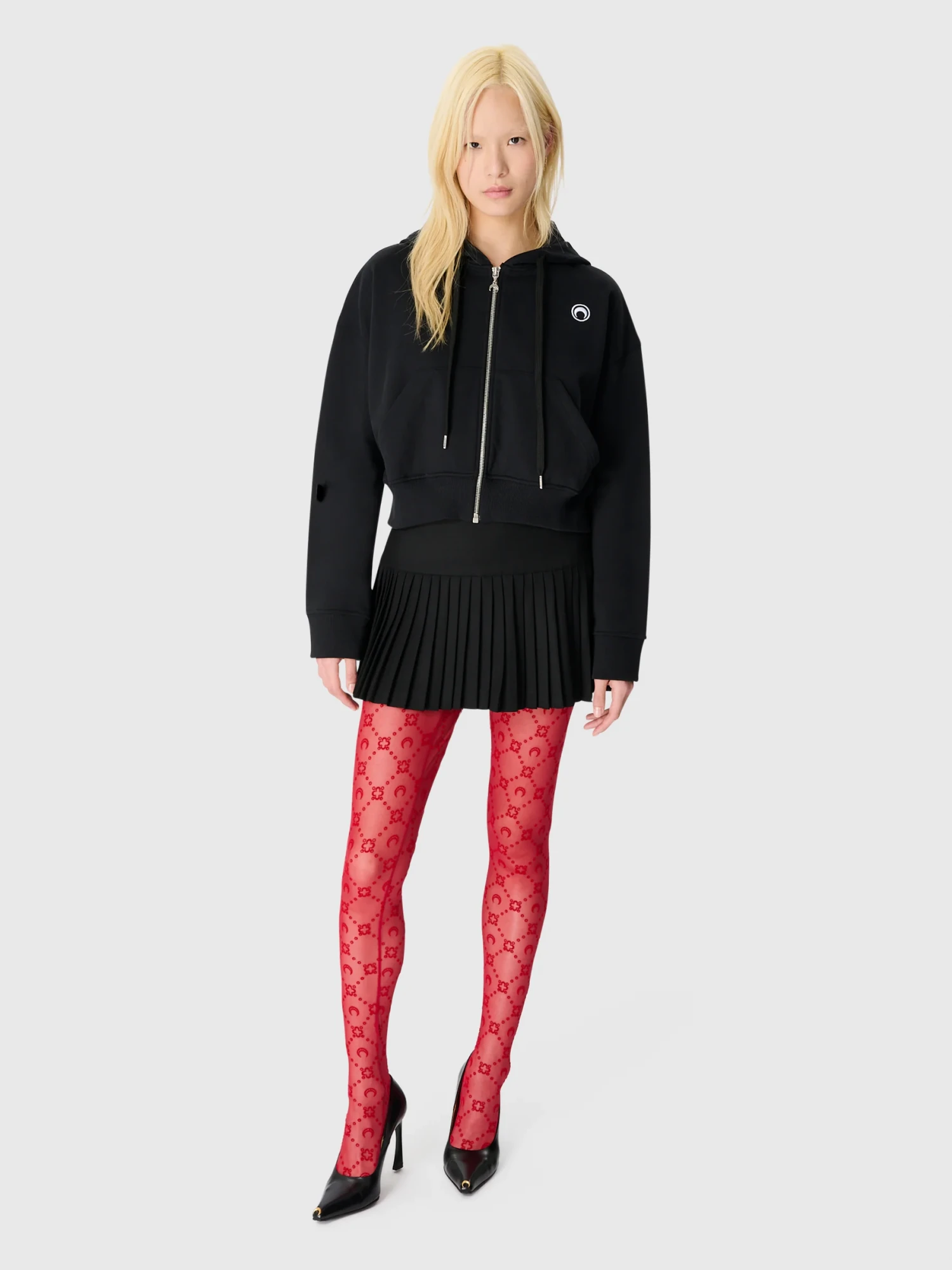 Женские колготки Marine Serre Moonogram Mesh Flock Red