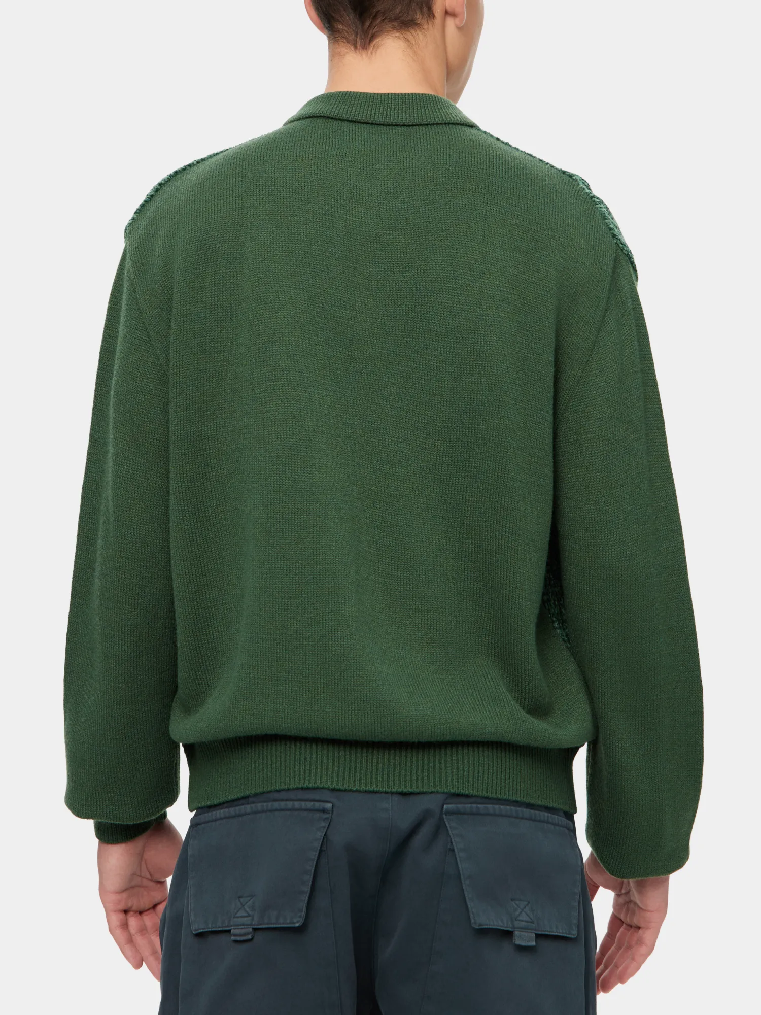 Кардиган thisisneverthat Velvet Knit Zip Polo Green