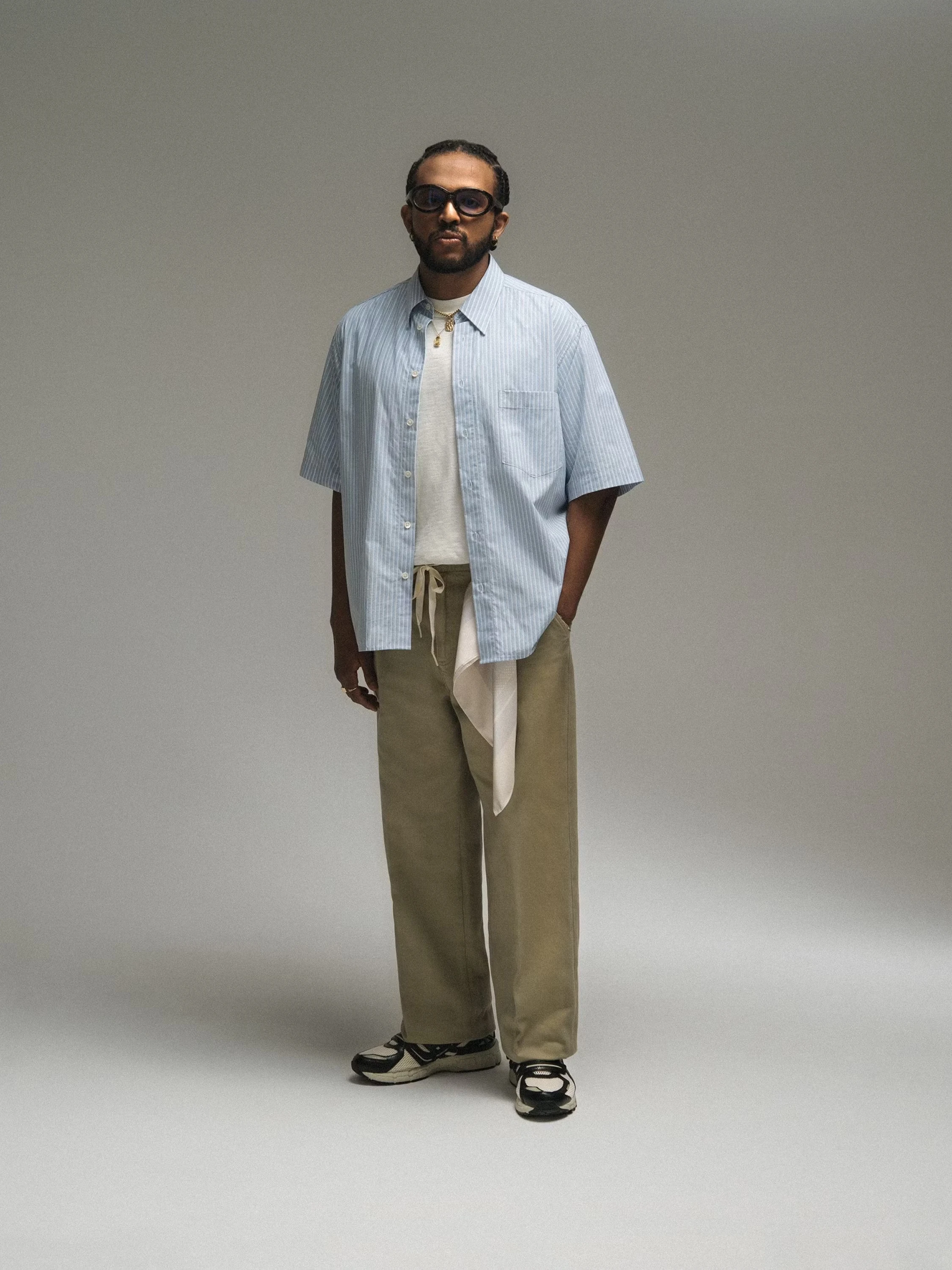 Рубашка HAL STUDIOS Striped S/S Overshirt Ballad Bleue