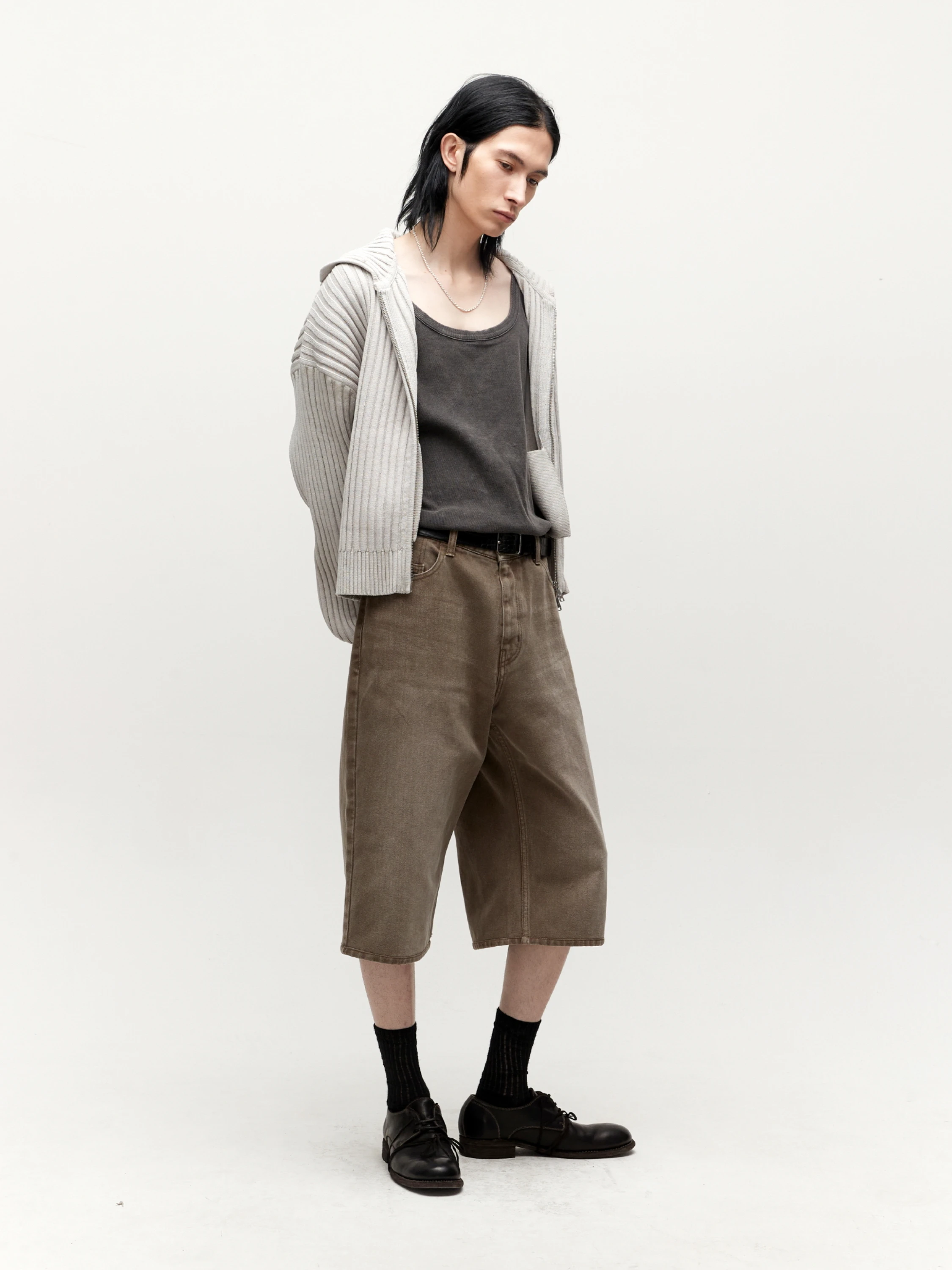 Кардиган COOR Piece Dyed Rib Knit Light Grey