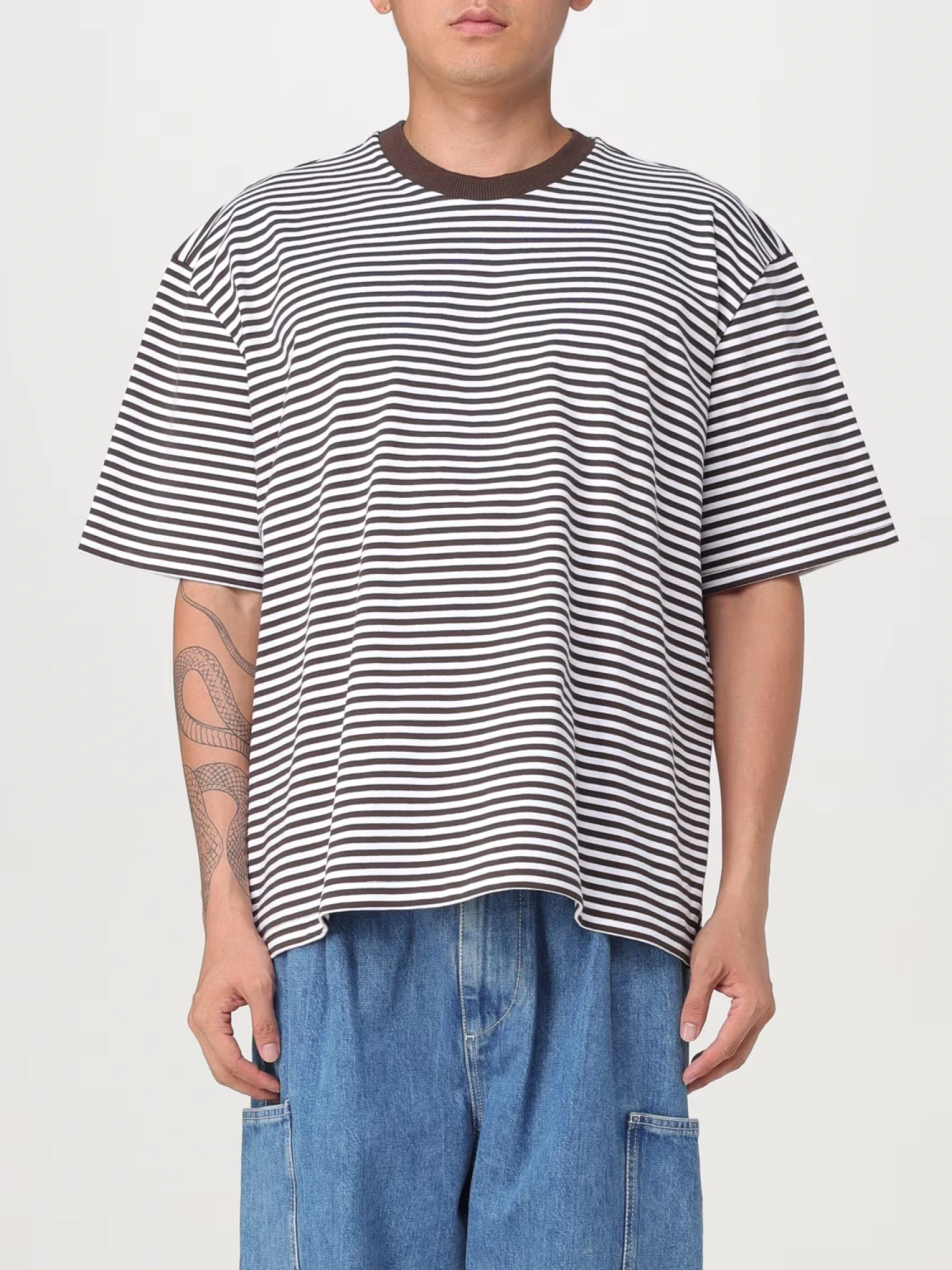Футболка Sunnei Striped Over Brown & Optical White