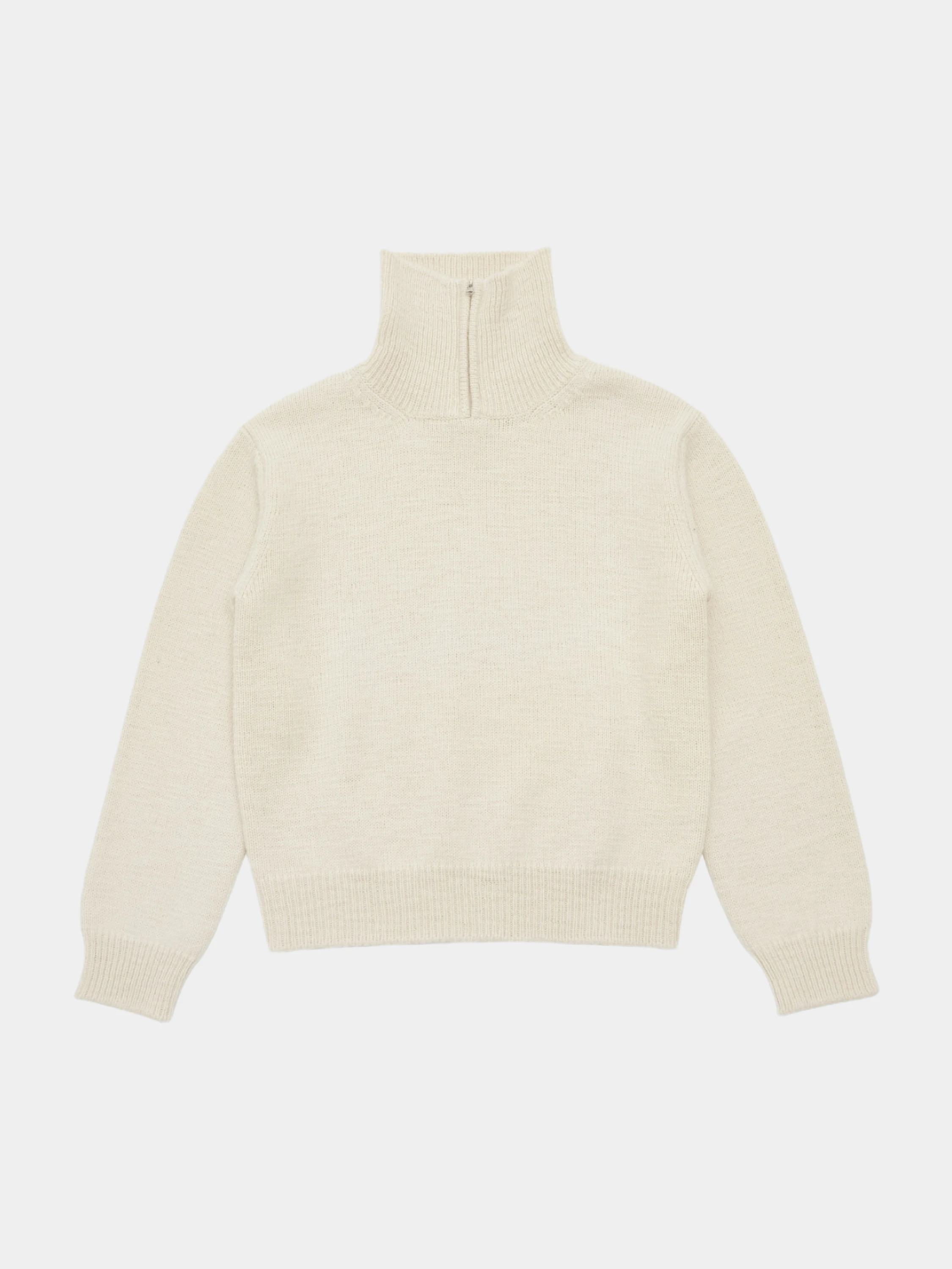 Халф-зип AMOMENTO Half Zip-Up Knit Ecru
