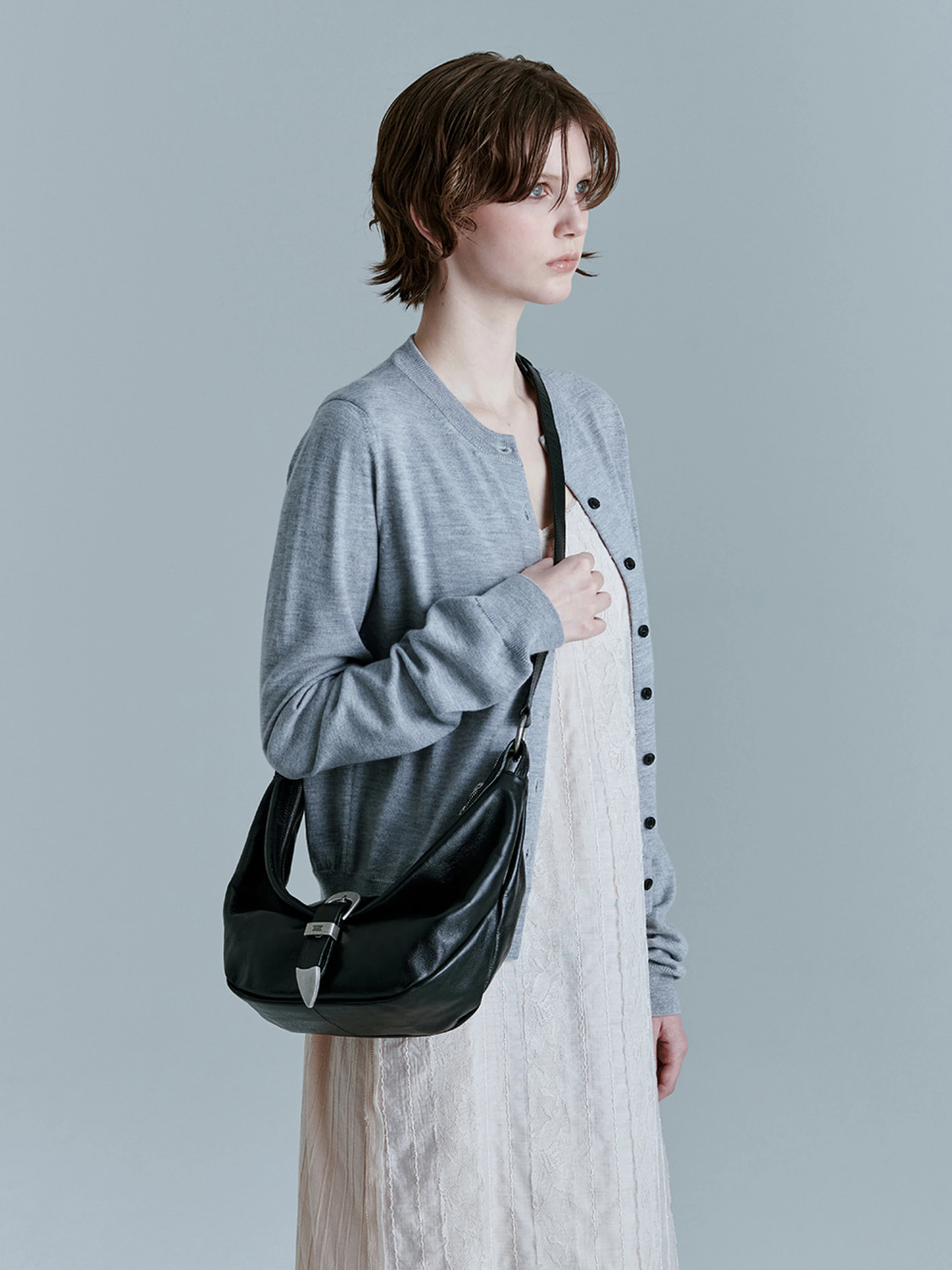 Сумка MARGESHERWOOD Belted Hobo Medium Black Glossy Plain