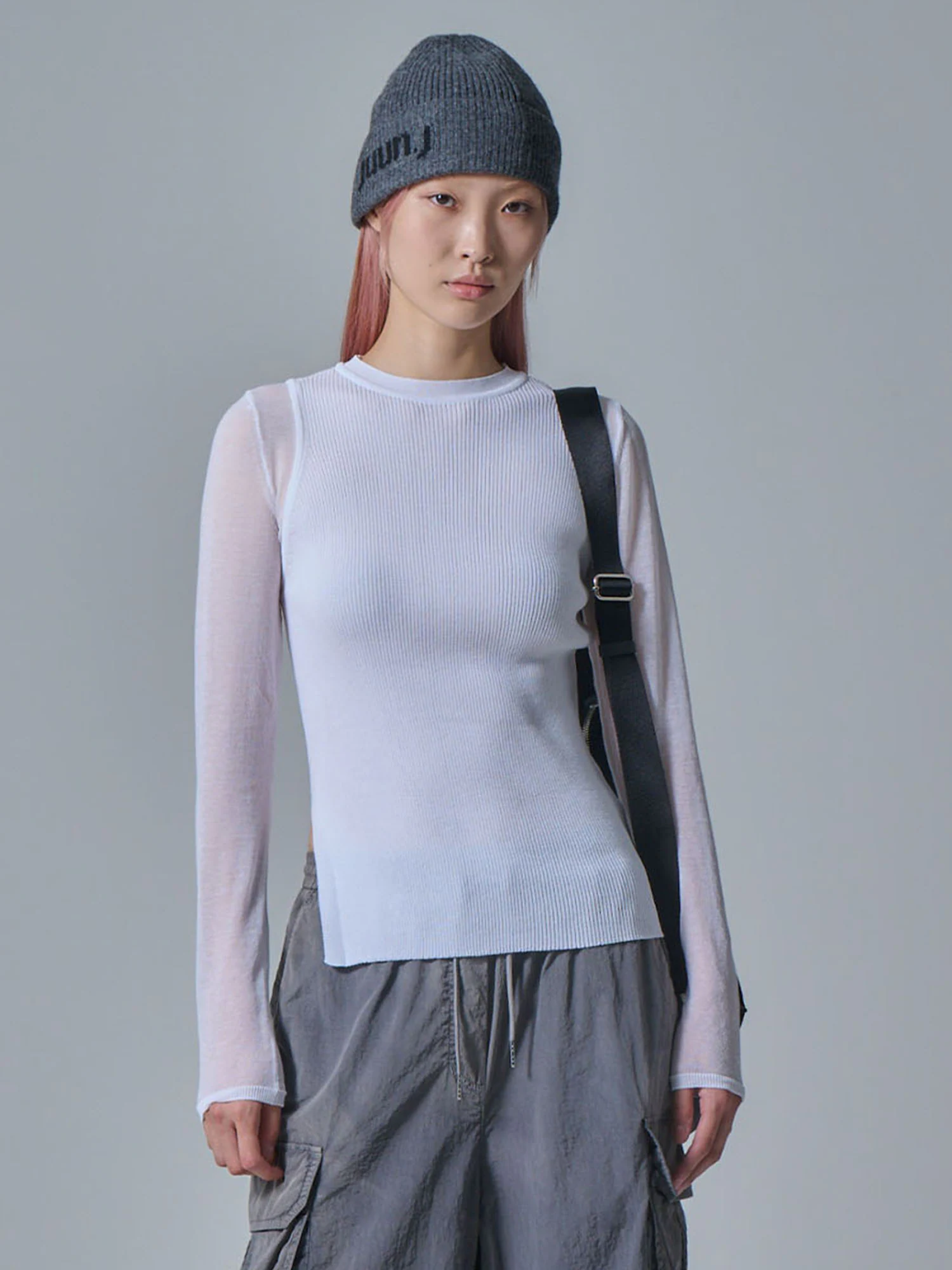 Женский пуловер JUUN.J See Through Round Neck White