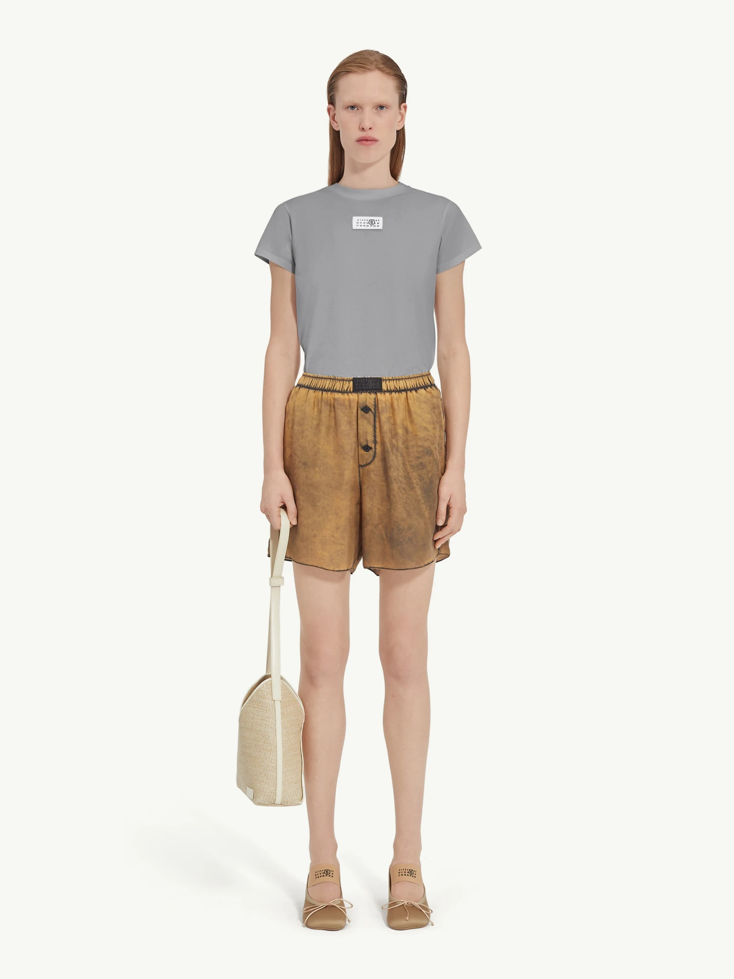 Женская футболка MM6 Maison Margiela Numeric Cotton Grey