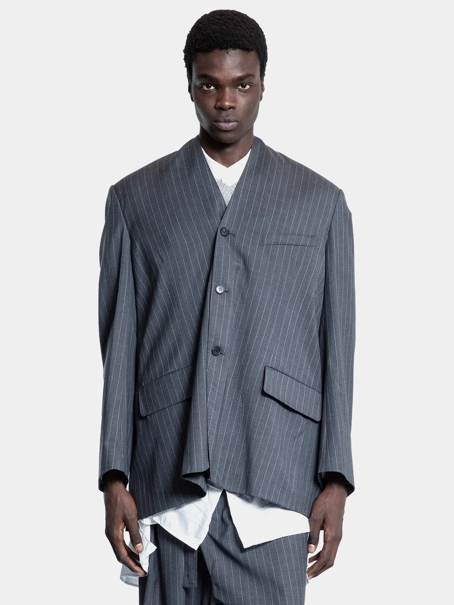 Блейзер Hed Mayner Pinstripe Cashmere Blazer Dark Grey