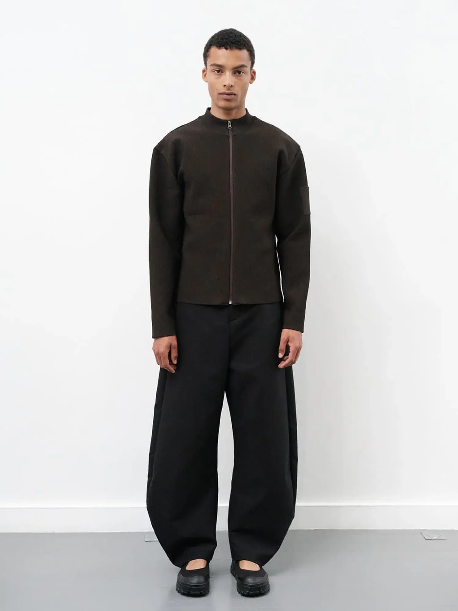 Кардиган AMOMENTO Mock Neck Zip-Up Dark Brown