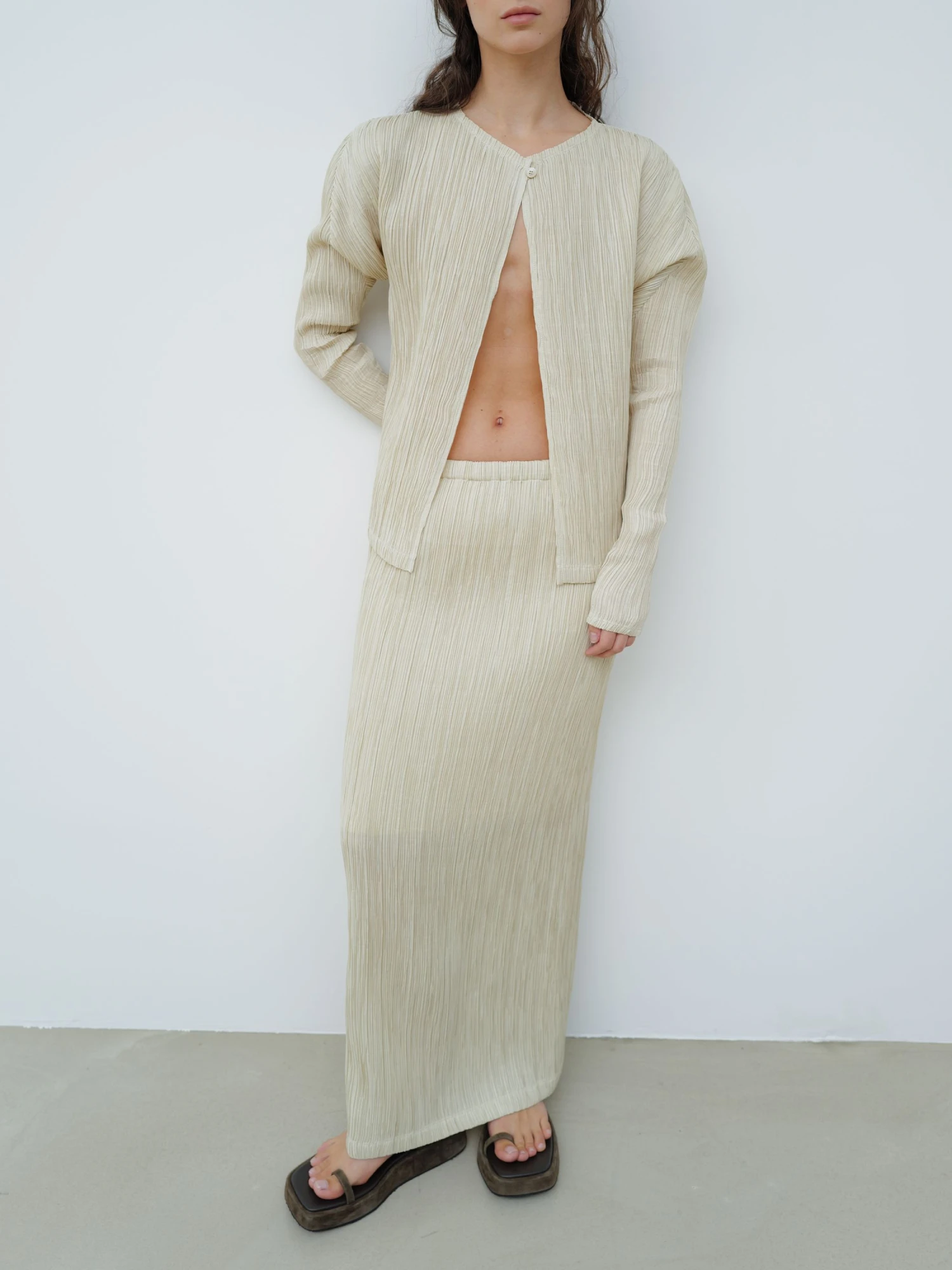 Женская юбка LE17SEPTEMBRE Pleated Midi Skirt Beige