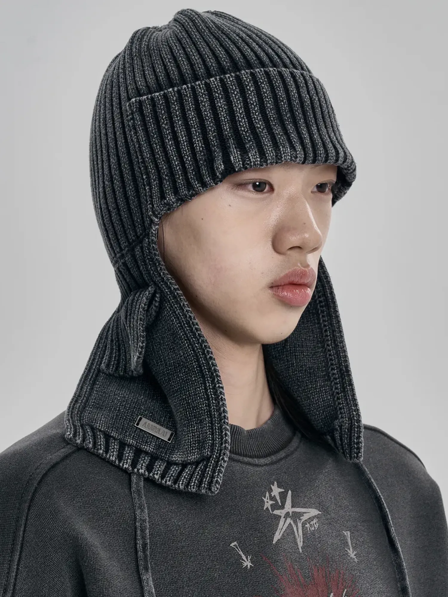 Шапка AJOBYAJO Washed Knit Trooper Charcoal
