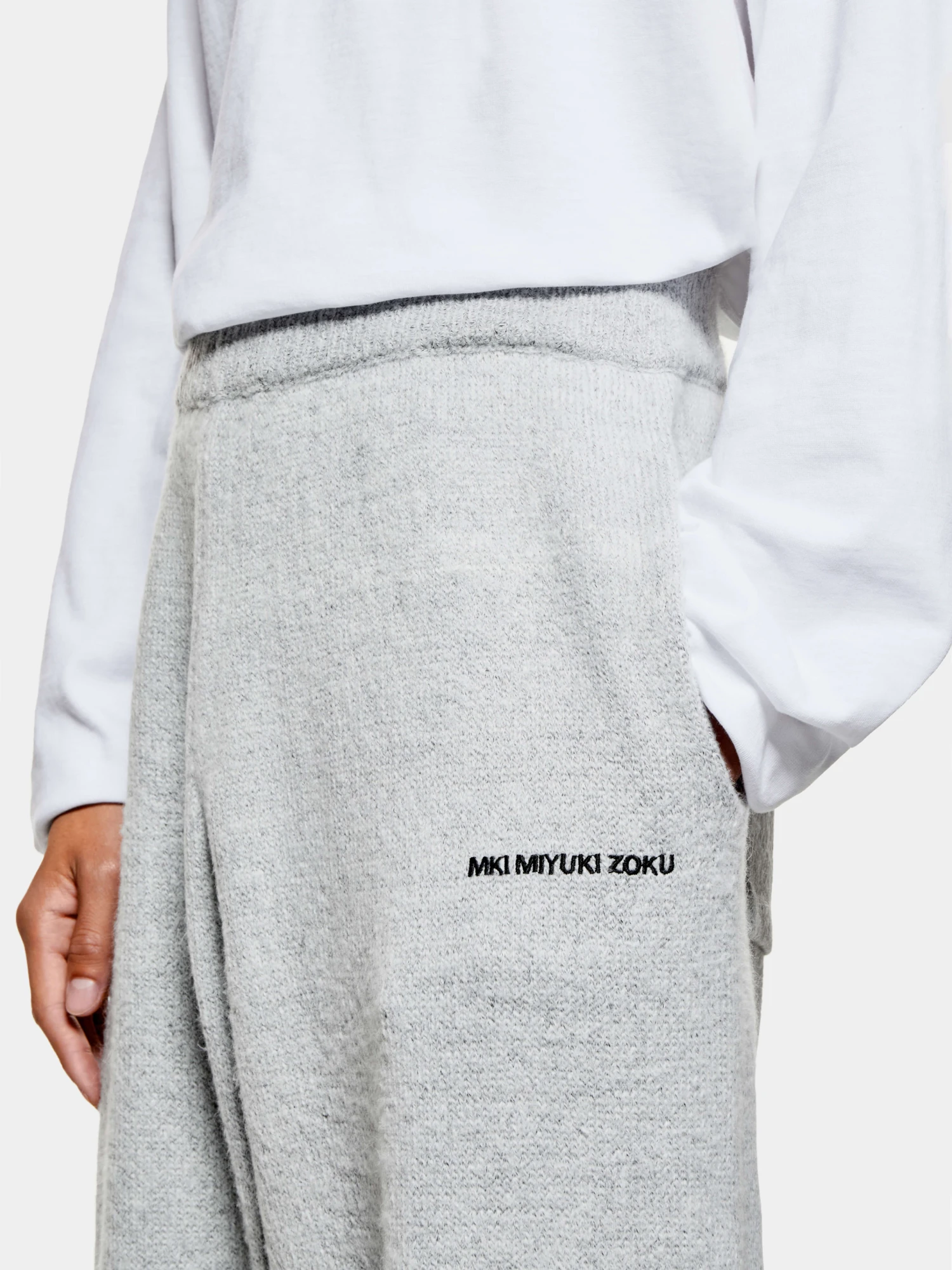 Брюки MKI MIYUKI ZOKU Mohair Blend Knit Wide Light Grey